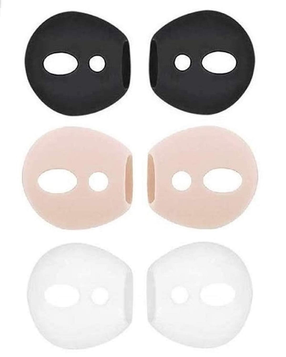 Premium Anti-Slip Silicone Ear Tips for AirPods 1 & 2 / EarPods (Not for AirPods Pro) - Soft Comfortable Earbud Covers (3 Pairs Gold/White/Black) - Perfect for Workouts, Running & Daily Use