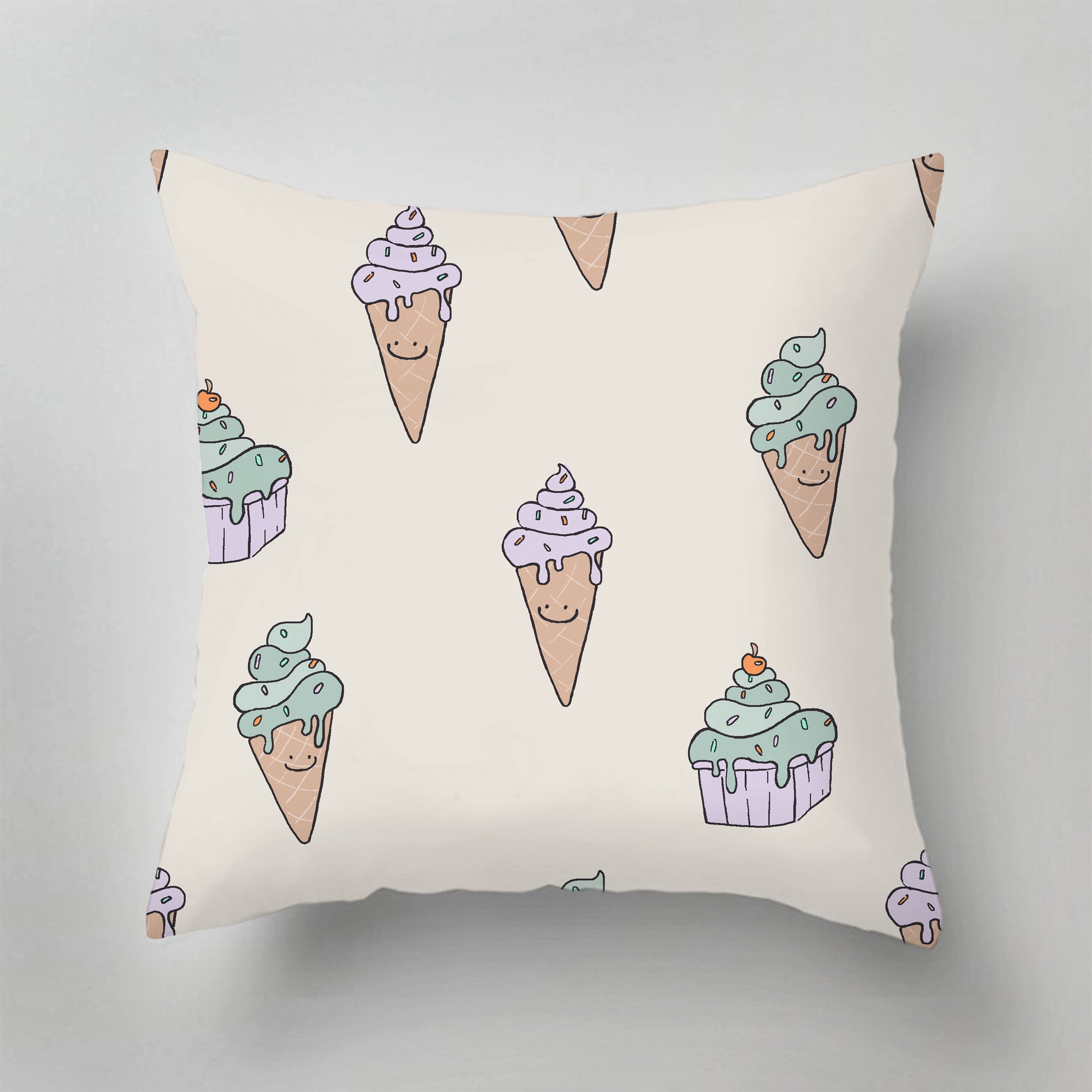 Soft and Comfortable Indoor Pillow - Perfect for Lounging, Reading, and Relaxing at Home | Ice Cream Design