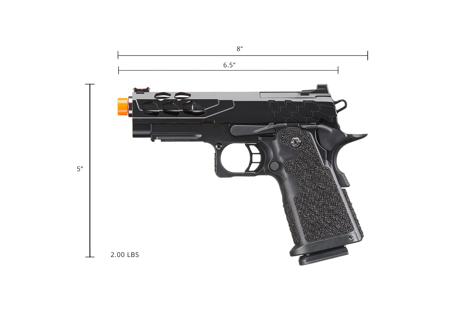 Lancer Tactical Airsoft Pistol STRYK Hi-Capa 5.1/4.3 Full Metal Gas Blowback GBB - 330 FPS for Competitive Shooting & Training | Realistic Replica for Airsoft Battles & Target Practice