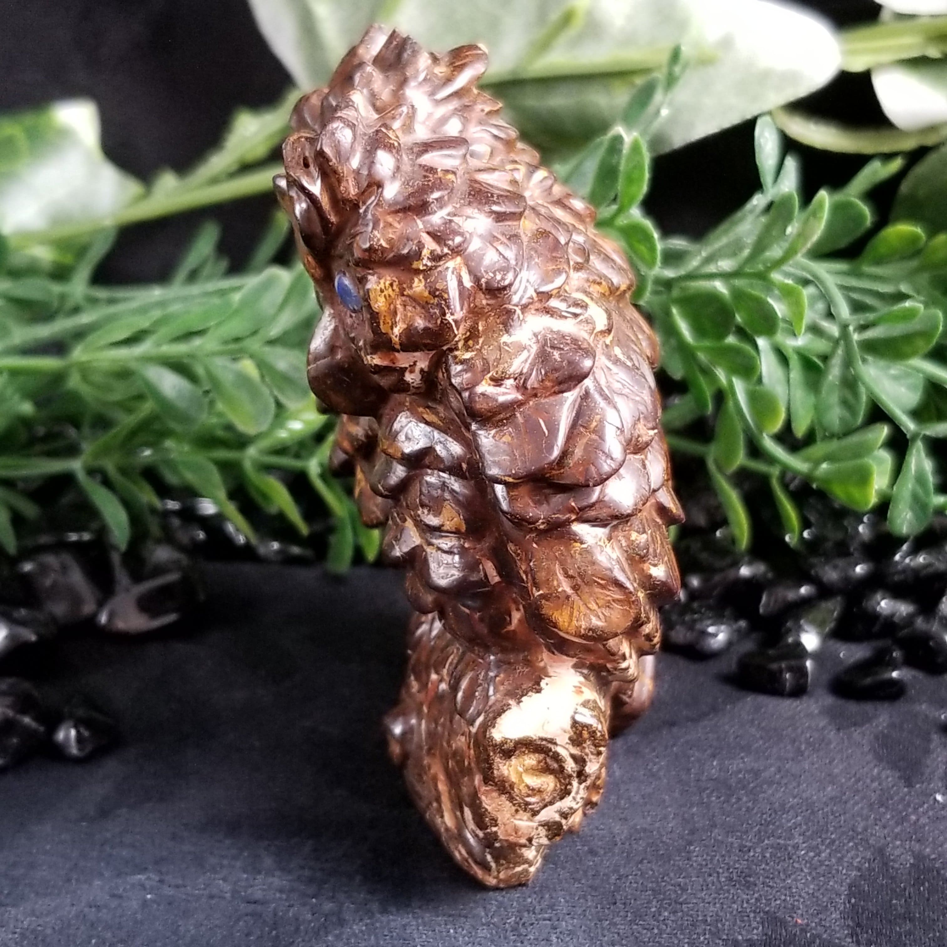 Natural Boulder Opal Owl Carvings (270g) - Handcrafted Gemstone Collectibles for Home Decor, Meditation & Spiritual Gifts