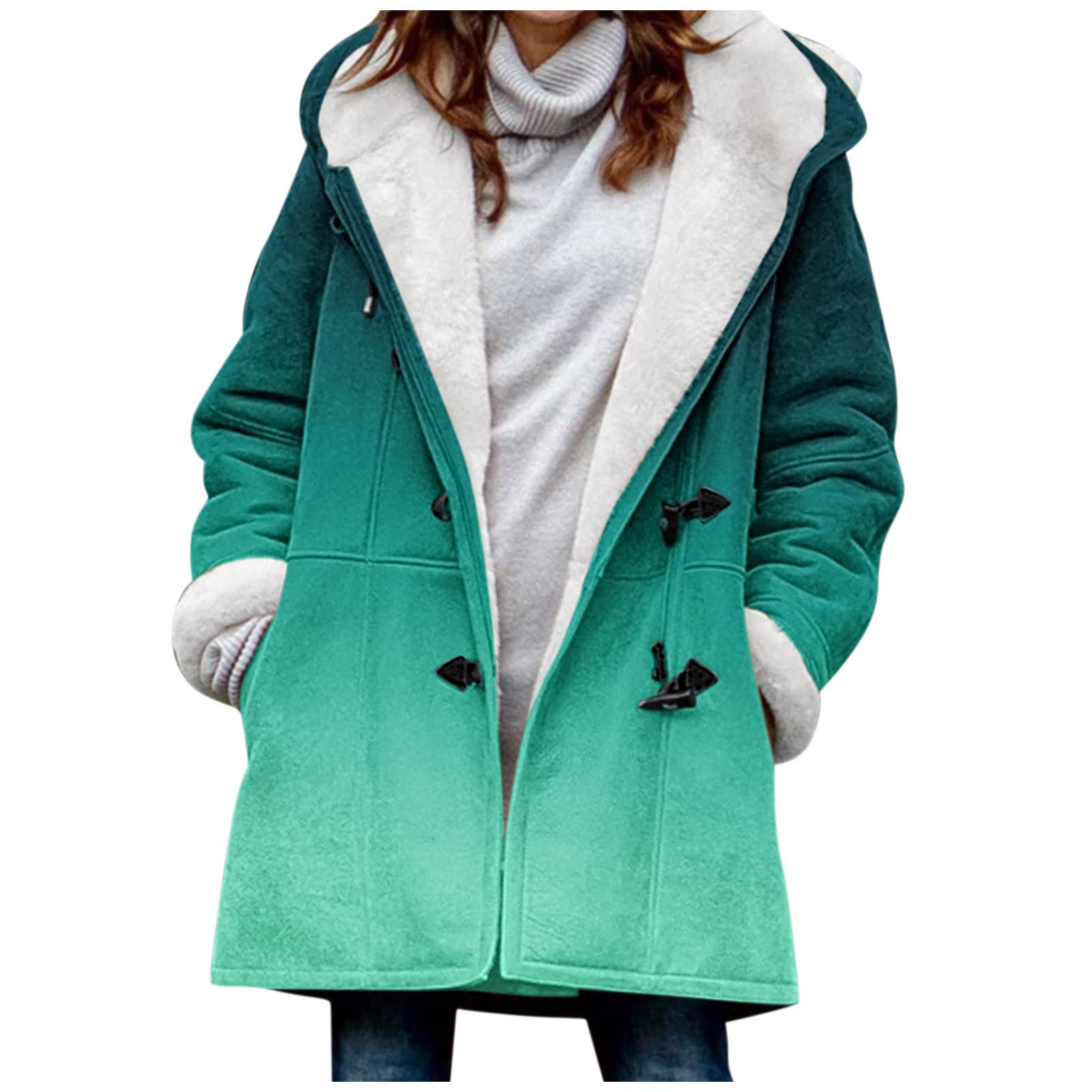 Women's Sherpa Fleece Jacket - Warm Plush Thickened Hooded Coat for Outdoor Activities | Windproof & Rain-Resistant | Plus Size Available | Perfect for Hiking, Camping & Winter Fashion