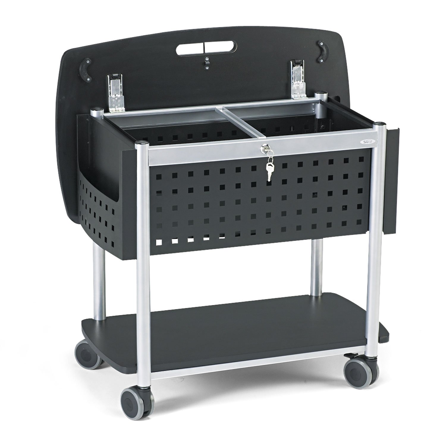 Safco Scoot Mobile File Cart with Work Surface - Letter & Legal-Size Hanging Folder Organizer, Locking Lid & Key Included - Perfect for Office Storage & Document Organization