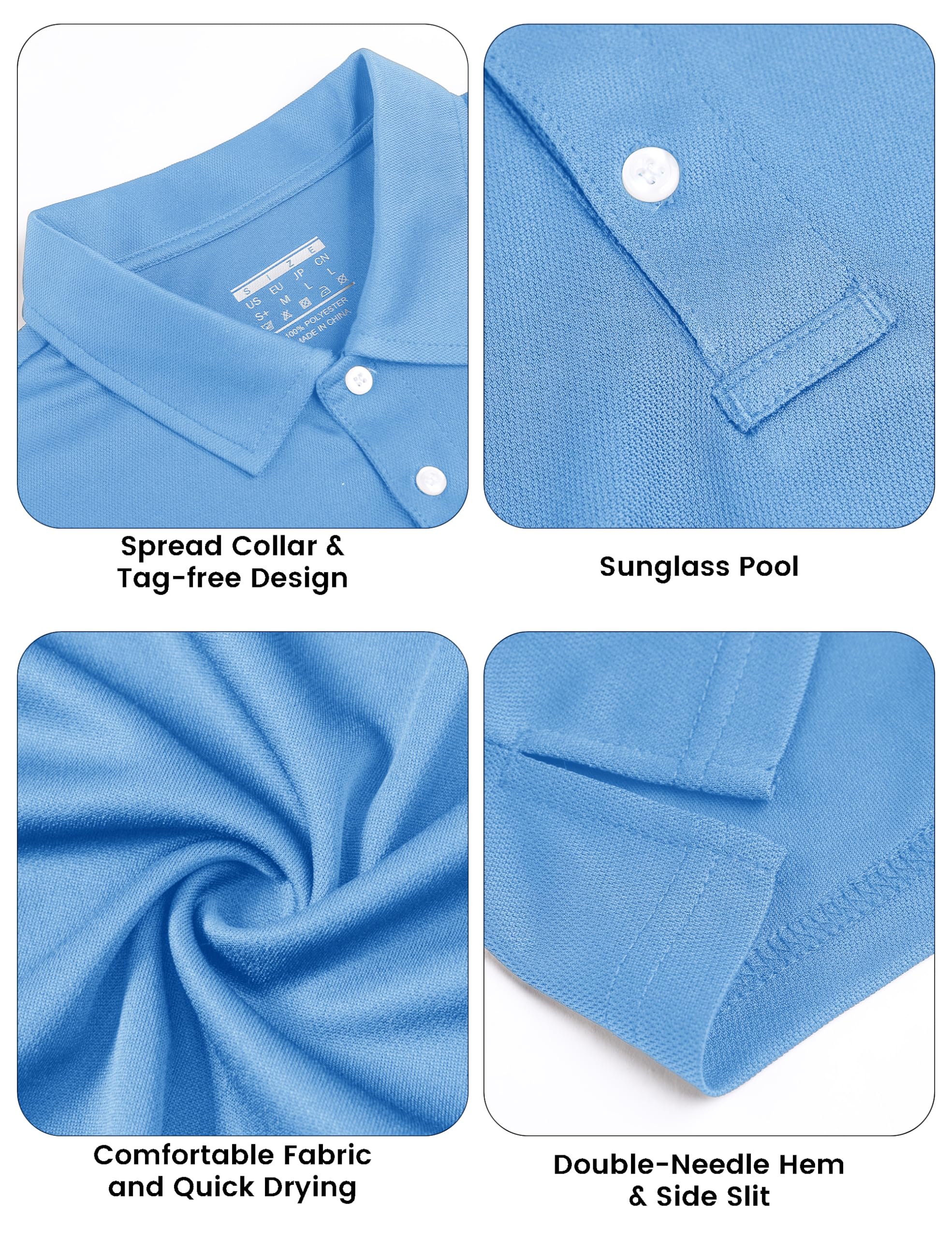 MAGCOMSEN Men's Quick Dry Polo Shirts - Breathable Tennis & Work Casual Shirt with 3 Buttons for Golf, Office & Outdoor Activities