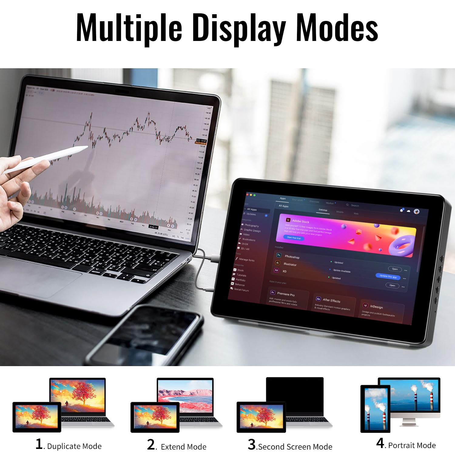 8 Inch HD 800x480 IPS Touch Screen Monitor with HDMI - Portable Mini LCD Display for PC, Laptop & Raspberry Pi - Built-in Speakers for Home Office & Gaming