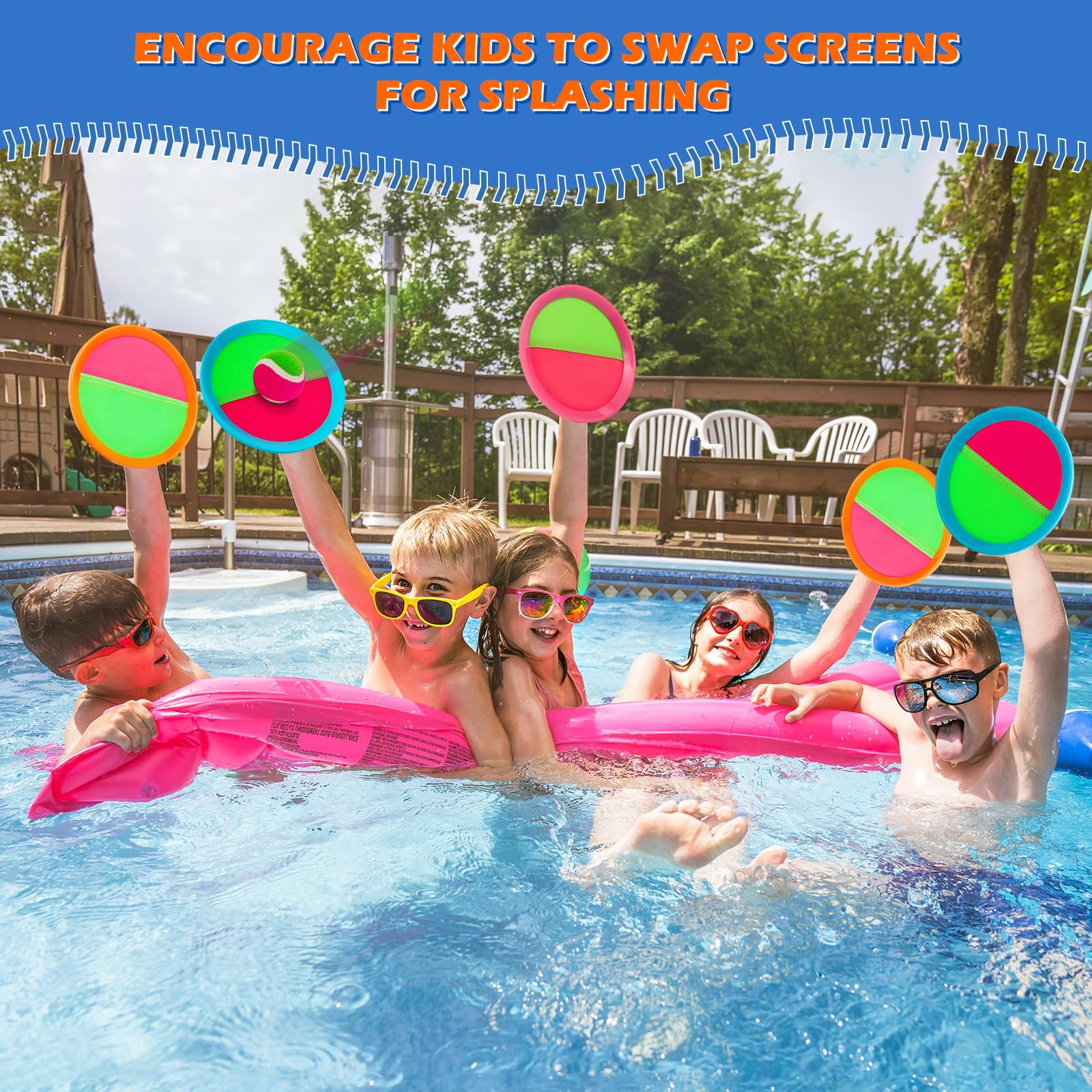 **Best Toss and Catch Ball Game Set for Kids & Adults - 6 Paddles & 3 Balls - Outdoor Beach, Pool, Yard Toys for Ages 4-12 - Fun Family Easter Gift for Boys & Girls (Perfect for Backyard, Picnic, Park Play)**