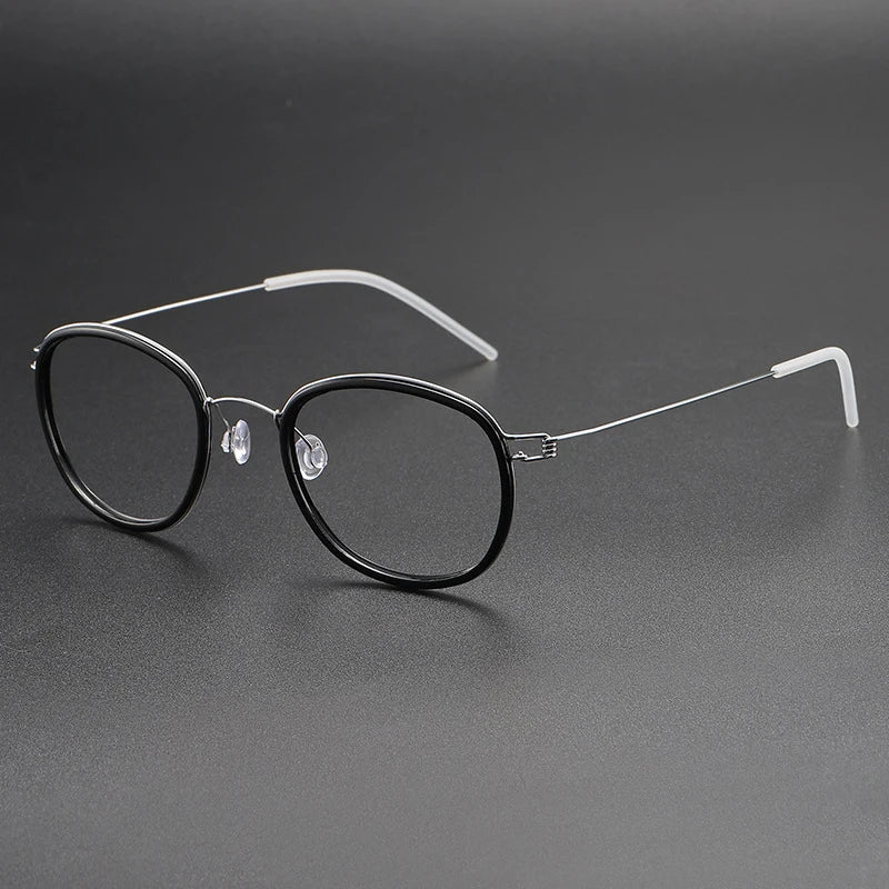 Stylish Black Full Rim Oval Screwless Titanium Acetate Eyeglasses for Women - Model 6611 | Perfect for Office, Reading & Everyday Fashion