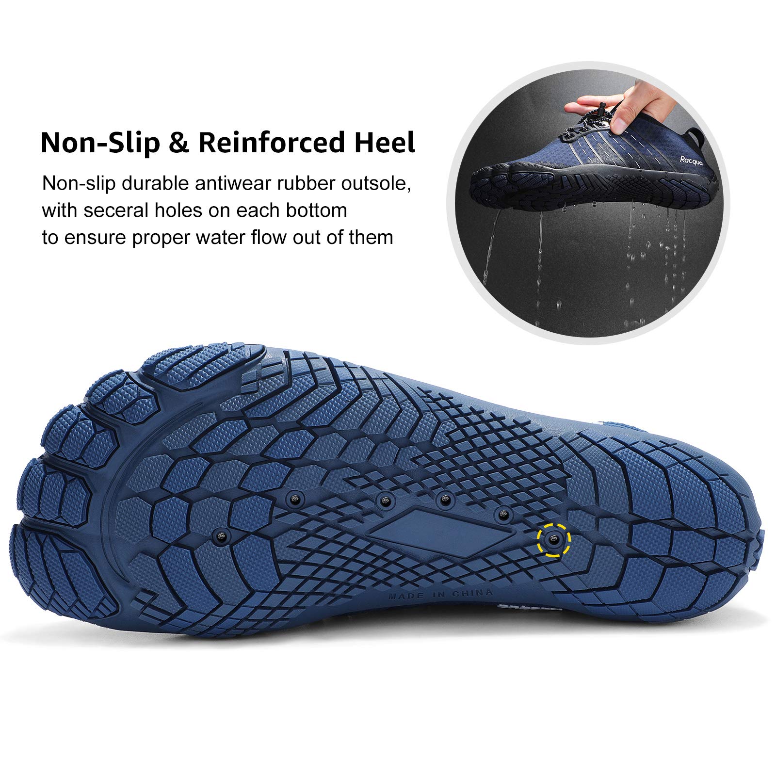 **Racqua Composite Mesh Water Shoes for Men & Women - Lightweight Quick-Dry Aqua Shoes for Swimming, Beach, Surfing & Water Sports**