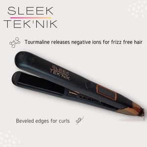 Sleek Tek'nik Ceramic Coated Tourmaline Flat Iron for 4C Hair - Straighten, Shine & Define Waves with Heat Protection - Perfect for Home Styling, Salon Use & Travel