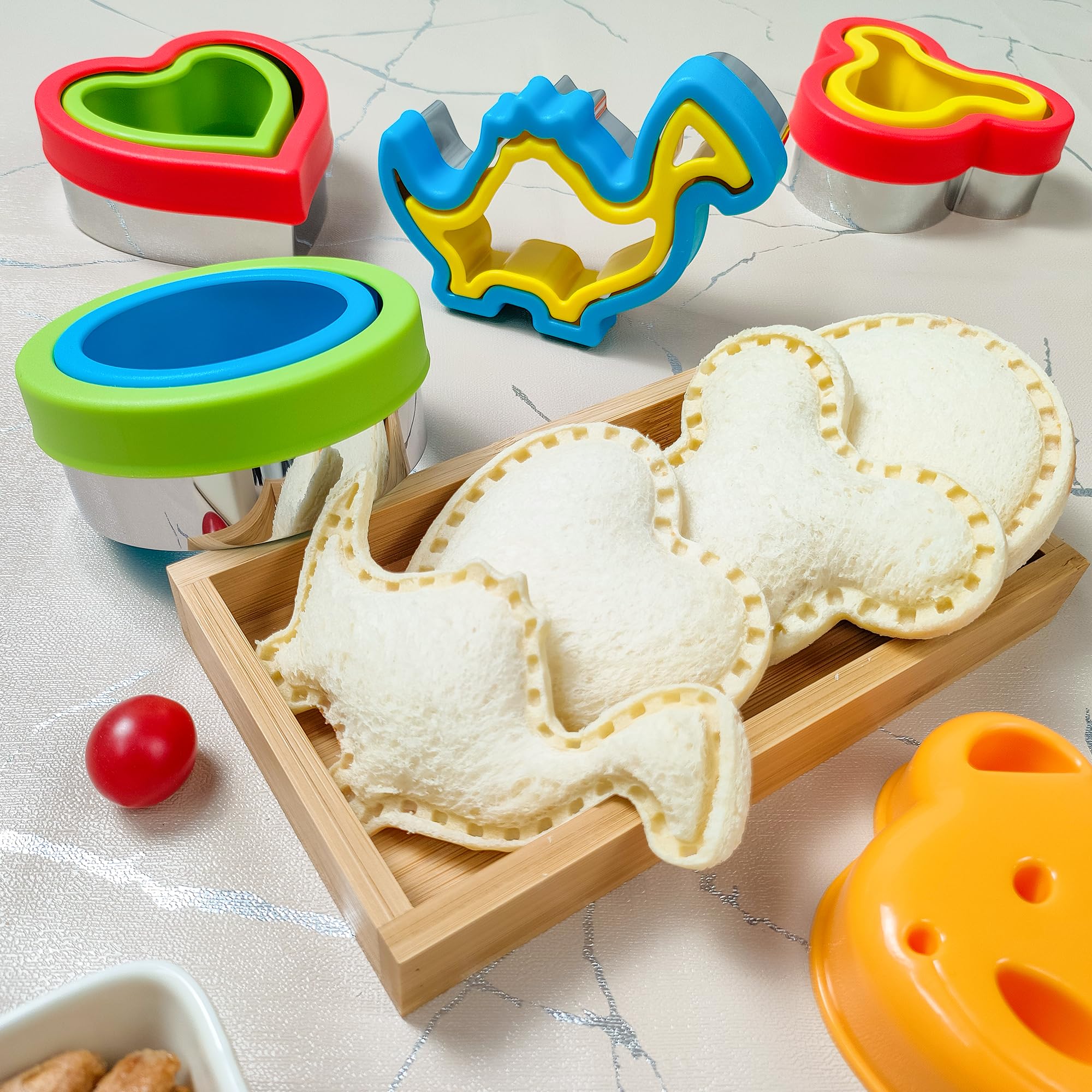 9-Piece Sandwich Cutter and Sealer Set - Uncrustables Maker for Lunch Boxes & Bento Boxes - Fun Cookie Cutters for Kids - Perfect for School Lunches, Picnics, and Parties