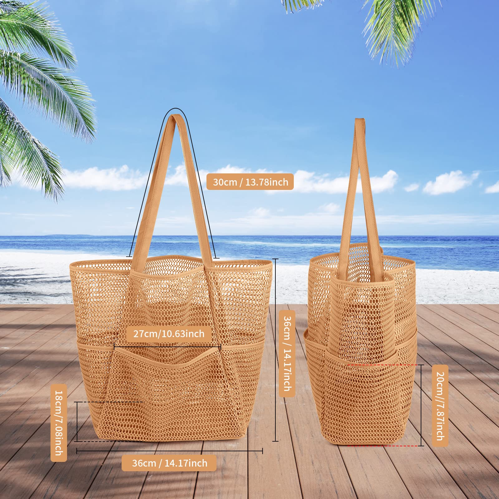 VADOO Large Mesh Beach Tote Bag for Women - Waterproof Shoulder Handbag for Swimming, Vacation, Picnic, Pool & Beach Day Essentials - Perfect for Summer Travel, Gym & Outdoor Activities