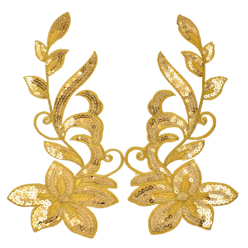 BetterUS Flower Appliques with Sequins - DIY Sewing Embroideries for Clothing, Hats & Bags - Elegant Embellishment for Dresses, Jackets & Accessories