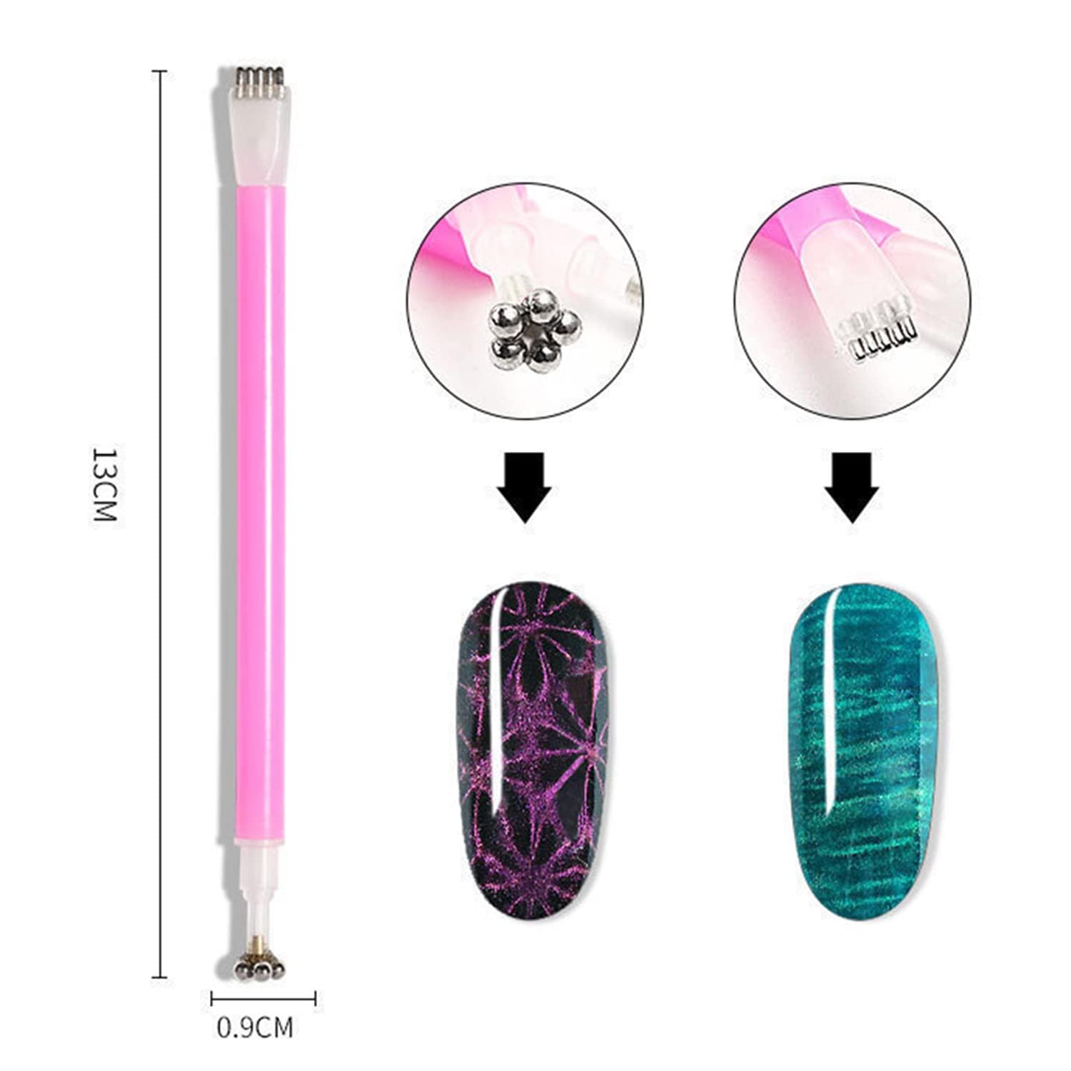 15Pcs Nail Magnet Set for Cat Eye Gel Polish - Magnetic Wand & Sticks for Professional Nail Art Designs - Perfect for Salon, Home Manicures & DIY Nail Art Accessories