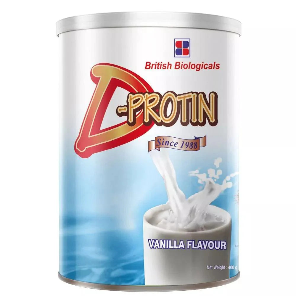 D Protin Vanilla Protein Powder 400g - Premium Whey Protein Supplement for Muscle Recovery & Weight Loss - Perfect for Post-Workout Shakes & Healthy Smoothies