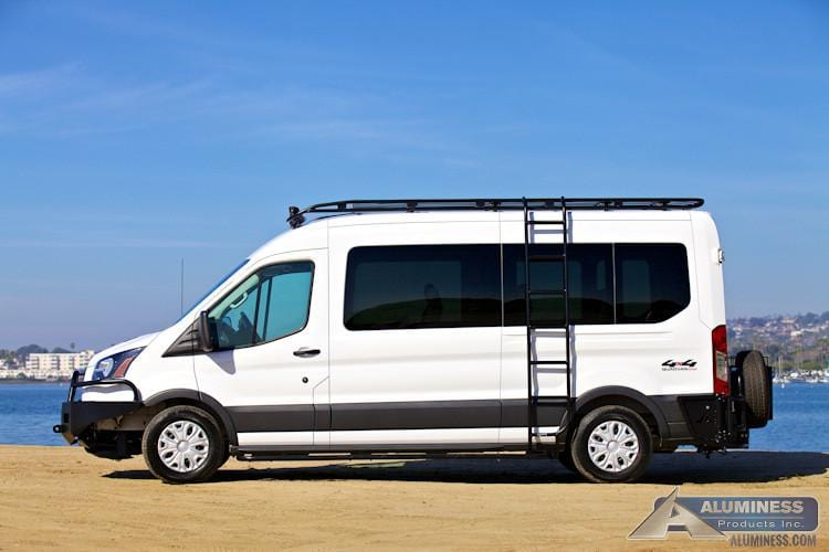 Aluminess Heavy-Duty Side Ladder for Ford Transit Vans | Black Powder-Coated Steel | Easy Roof Access for Work & Adventure | Perfect for Roof Rack Loading, Camping & Outdoor Activities