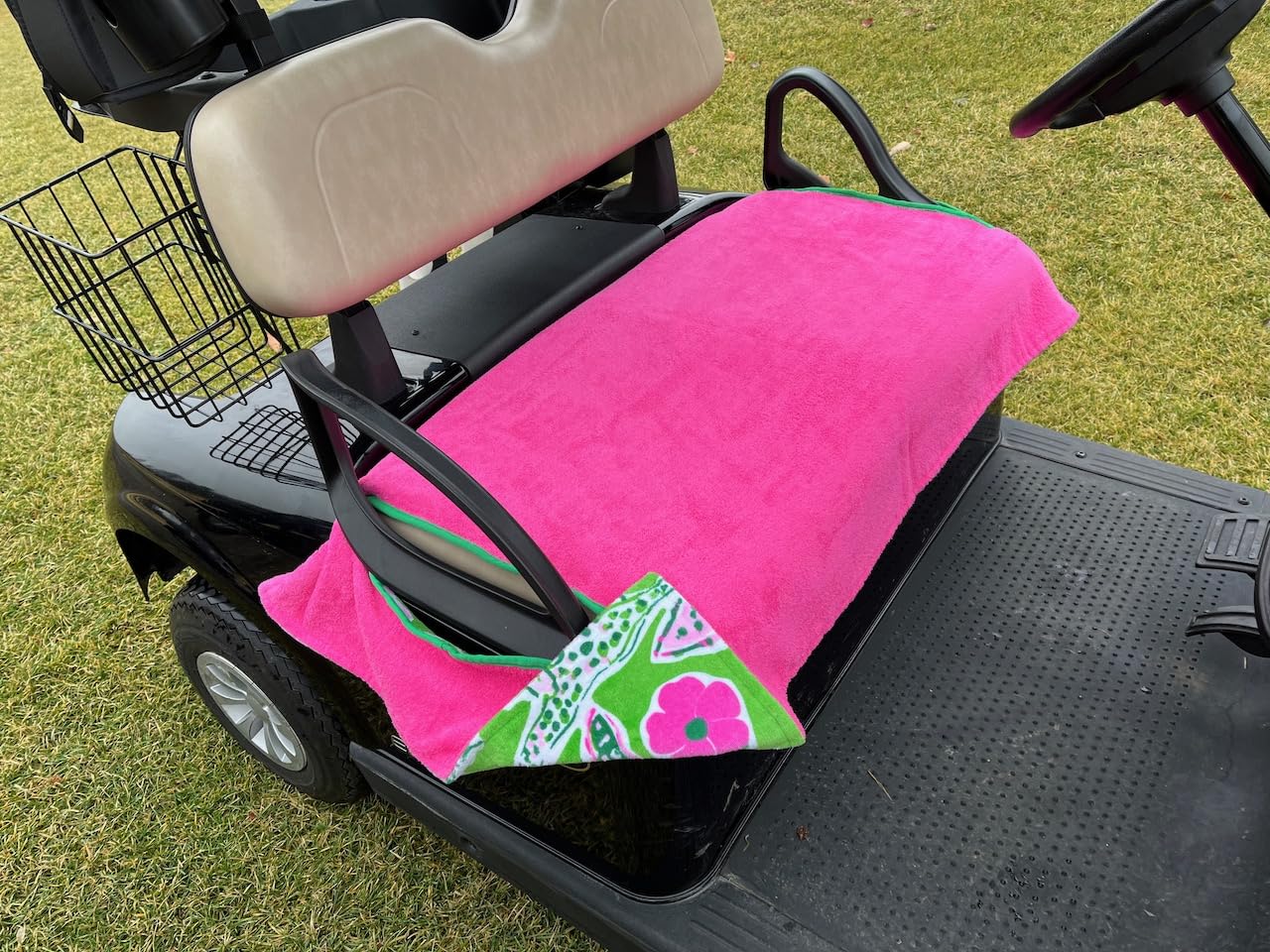 Premium Golf Cart Seat Cover - Soft Terry Cloth Blanket & Towel Cover for EZGO & Club Car - Reversible Double Layer Cotton - Warm & Cool Comfort - Perfect for Golf Courses, Camping & Outdoor Adventures
