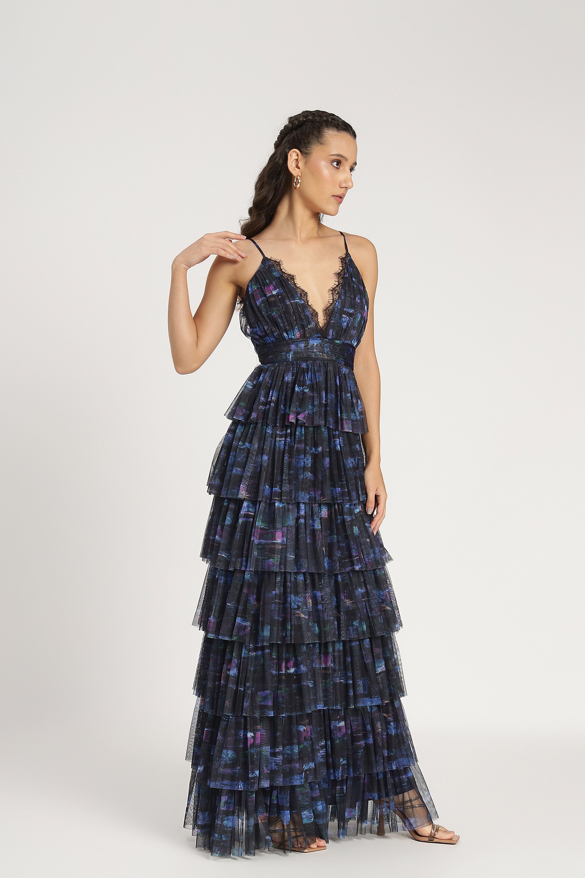 Oakley Women's Maxi Dress - Floral Print Blue Long Summer Dress for Beach, Vacation & Casual Wear