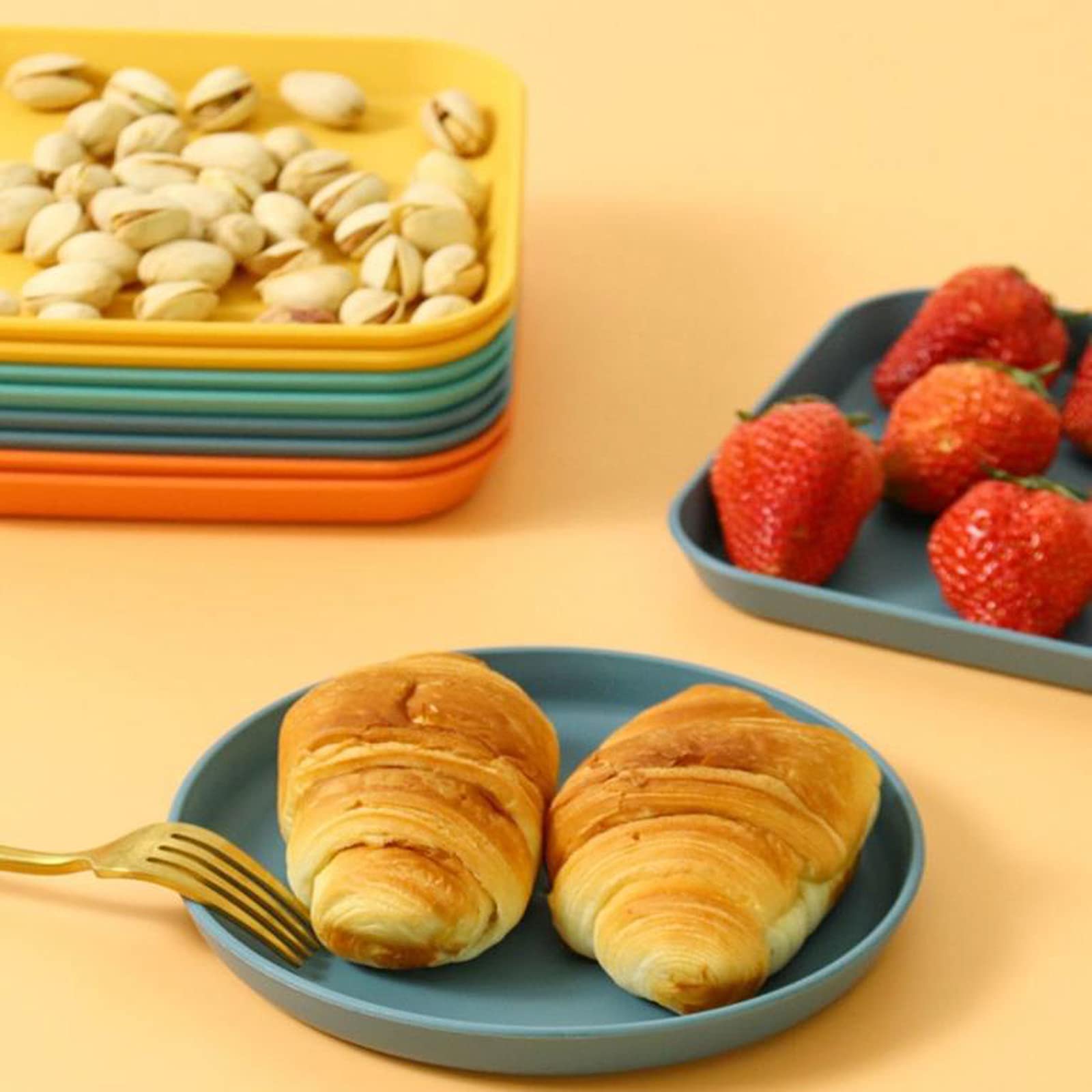 Reusable Plastic Appetizer Plates 8-Pack - Lightweight for Snacks, Fruit & Desserts - Party & Picnic Use