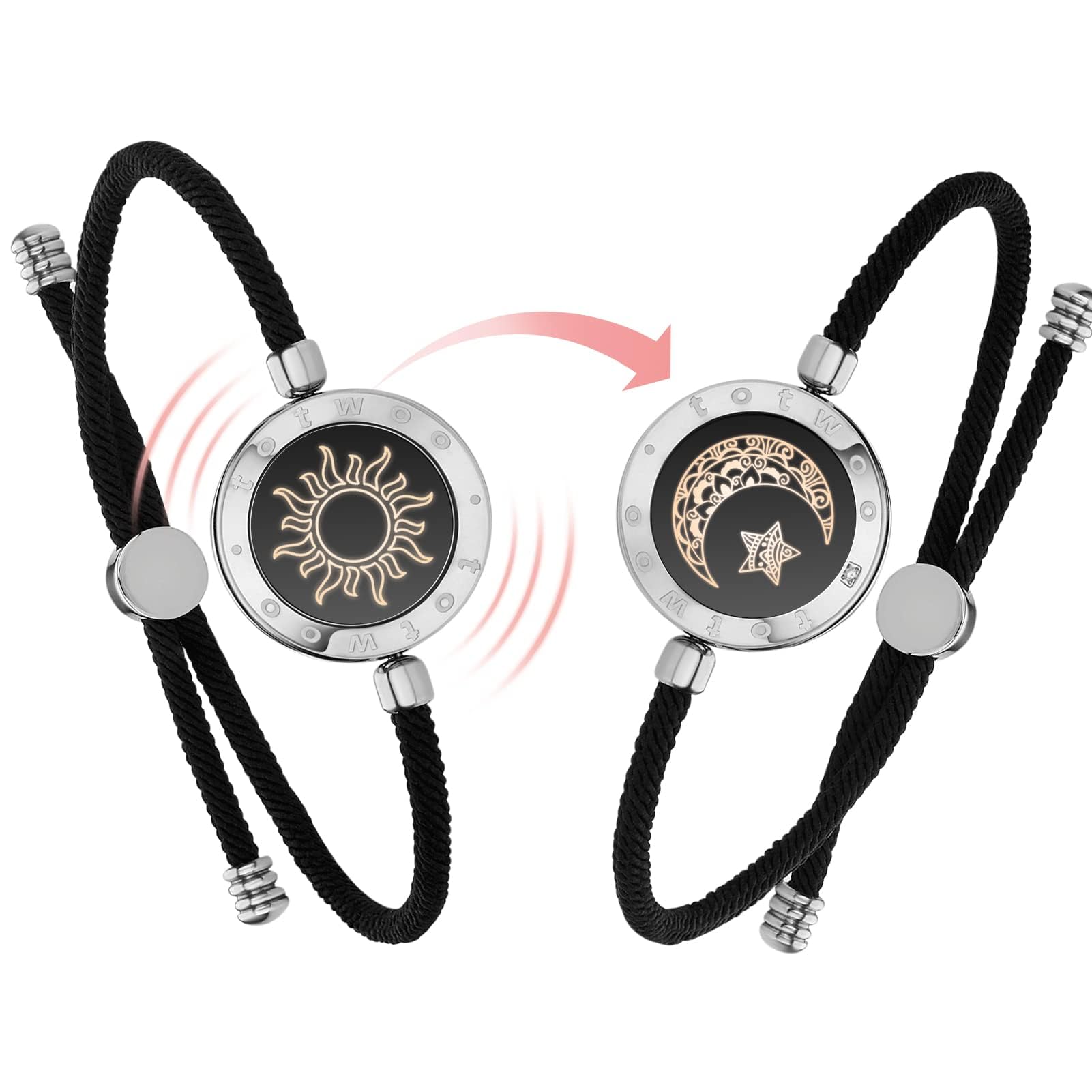 TOTWOO Smart Love Bracelets for Couples - Bluetooth Connected Touch Bracelets with Vibration & LED Light | Long Distance Relationship Gifts for Her/Him | Perfect for Anniversaries, Valentine's Day & Romantic Surprises