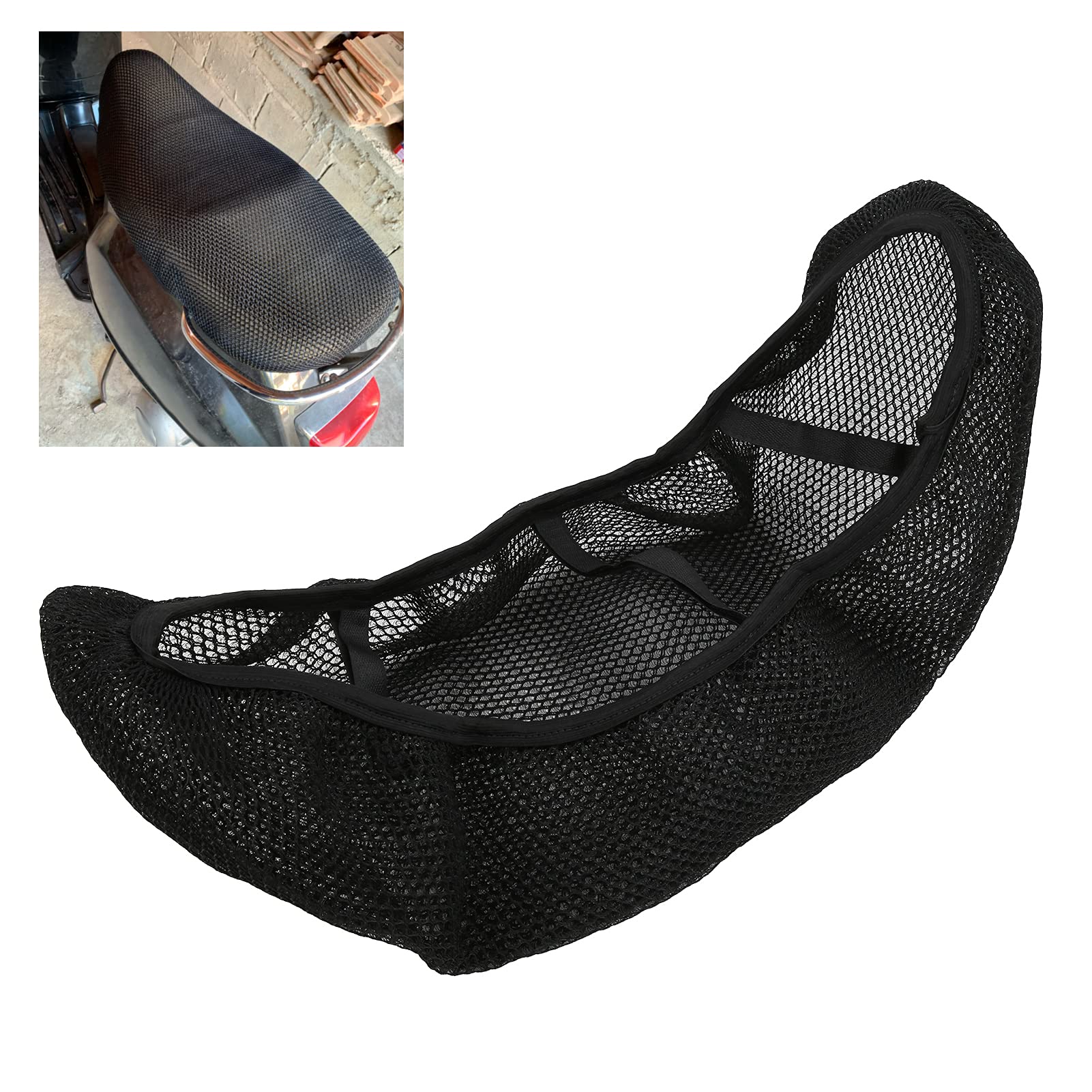 3D Black Nylon Mesh Motorcycle Seat Covers - Breathable Seat Cushion Pad for Comfort Riding | Perfect for Harley, Honda, Yamaha & More | Motorcycle Accessories for Long Distance & Daily Commute