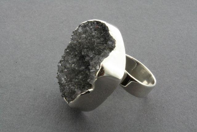 Stunning Druzy Ring with Dark Amethyst Gemstone | Handmade Boho Jewelry for Women | Perfect for Weddings, Parties & Everyday Wear