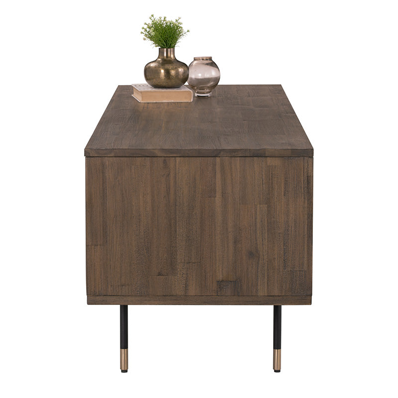 HAMILTON Entertainment TV Stand - 200cm Solid Acacia Wood Media Console in Toffee Brown - Perfect for Living Room, Home Theater & Modern Interior Design
