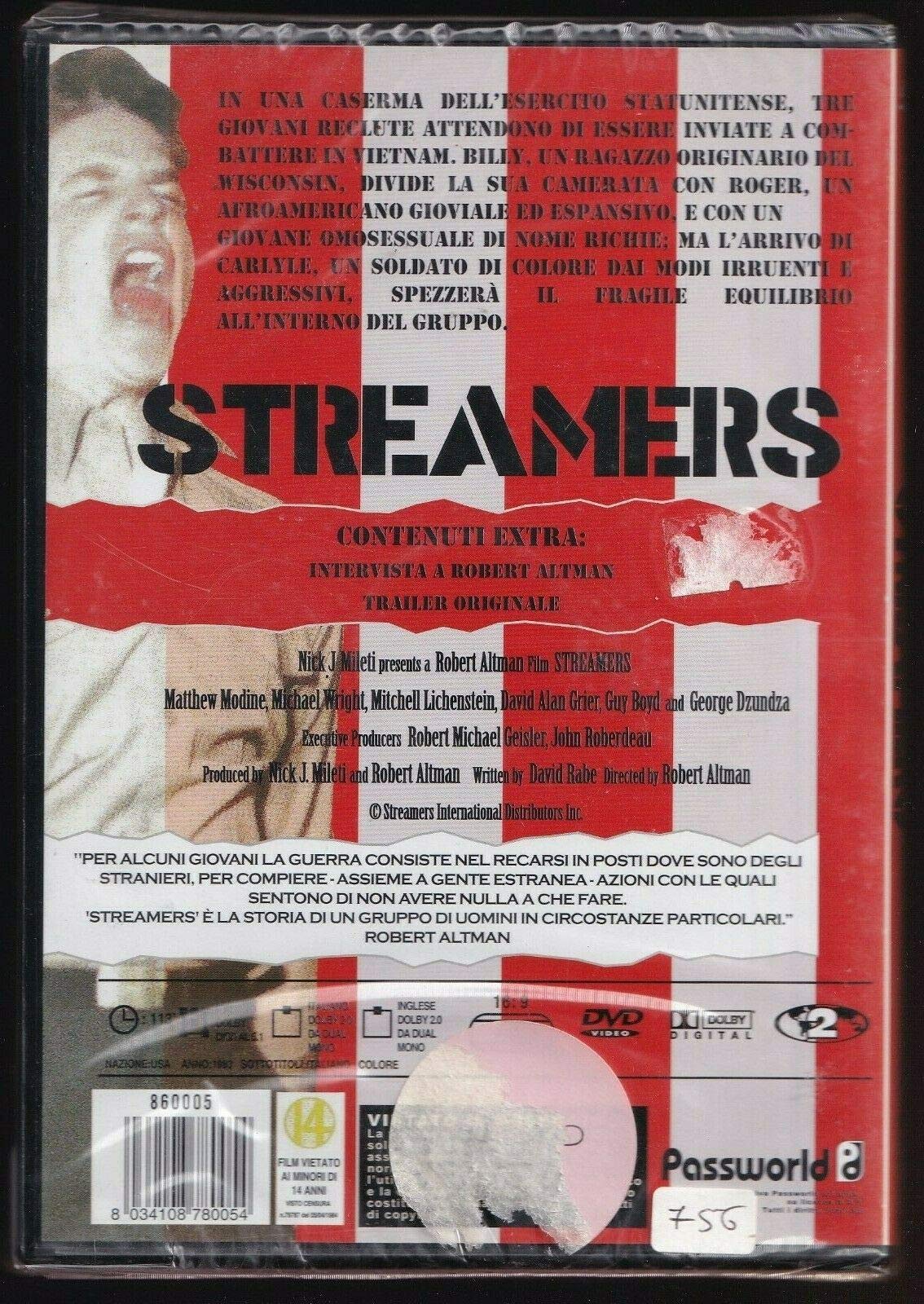 Streamers (1983) DVD - Italian Import, PAL Format, Region 0 - Classic War Drama Film for Movie Collectors & History Buffs