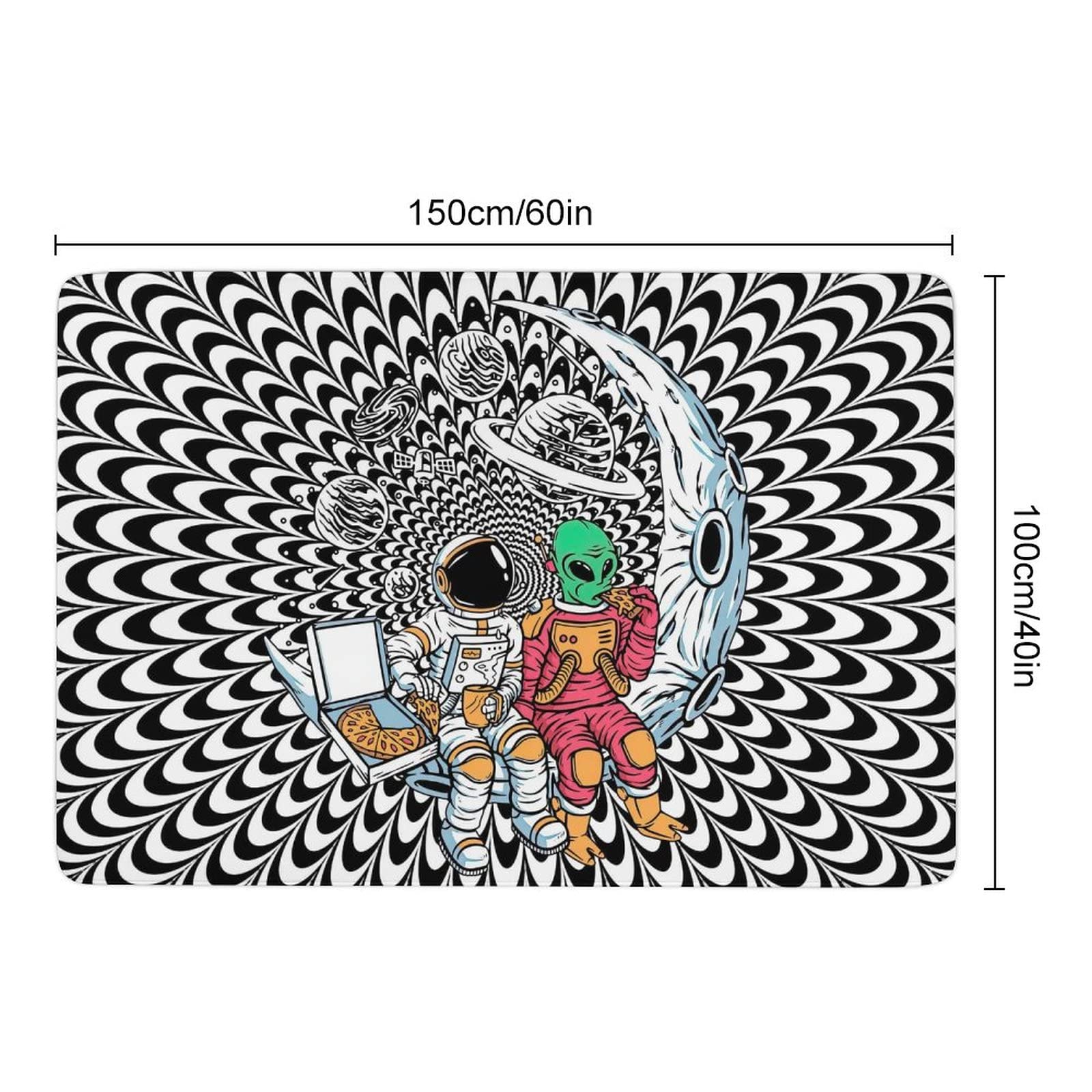 Cool Astronaut and Alien Themed Non-Slip Area Rug - 60x40 Inch Soft Carpet for Living Room, Bedroom Decor | Home Floor Mat, Yoga Mat Alternative, Kids Play Mat - Perfect for Space-Themed Rooms and Play Areas