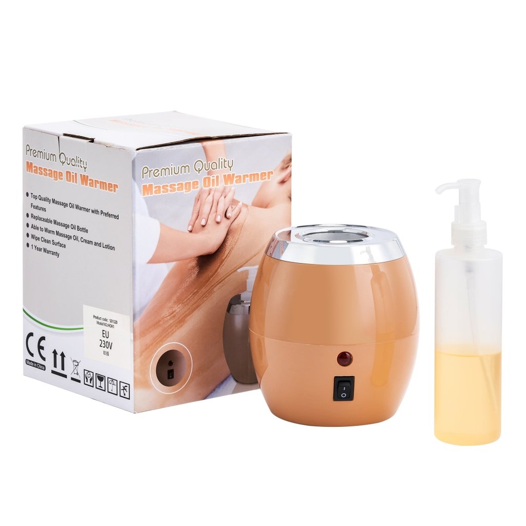 Professional Golden Touch Massage Oil Warmer & Lotion Heater with Empty Bottle - Portable Cream Heating Device for Spa, Salon & Home Use - Perfect for Therapists & Self-Care