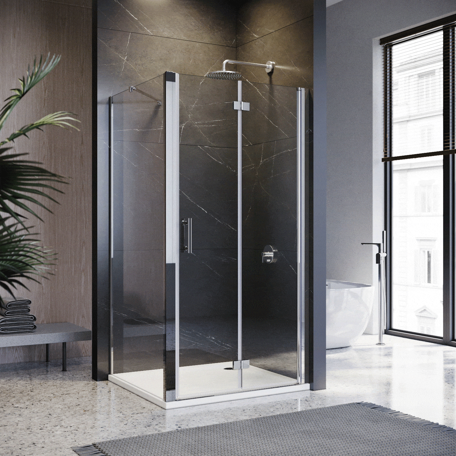 ELEGANT SHOWERS Frameless Bifold Pivot Shower Screen Enclosure - 860mm to 1000mm Adjustable Width - Perfect for Modern Bathrooms & Space-Saving Solutions