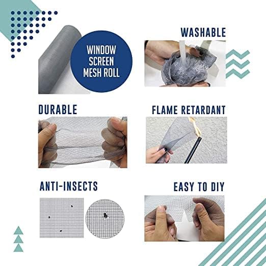White Pre-Stitched Fiberglass Window Mosquito Net - 5x5 ft Self-Adhesive Hook Tape Insect Screen for Bedroom, Nursery & Patio Doors | Bug Proof Mesh for Windows & Sliding Doors