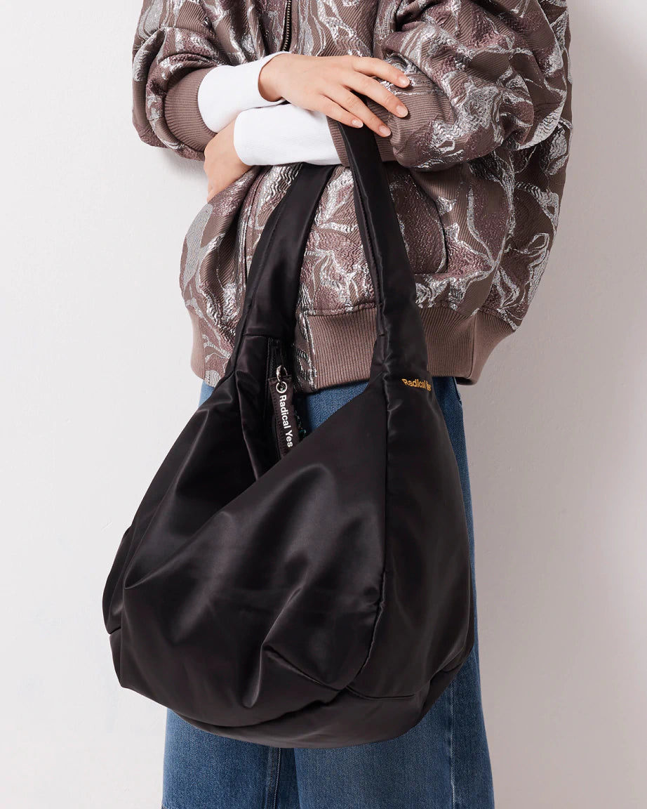 Stylish Rainbow Tote Bag - Black Sporty Satin Handbag for Women | Trendy Gym & Beach Tote | Perfect for Workouts, Shopping & Travel Accessories
