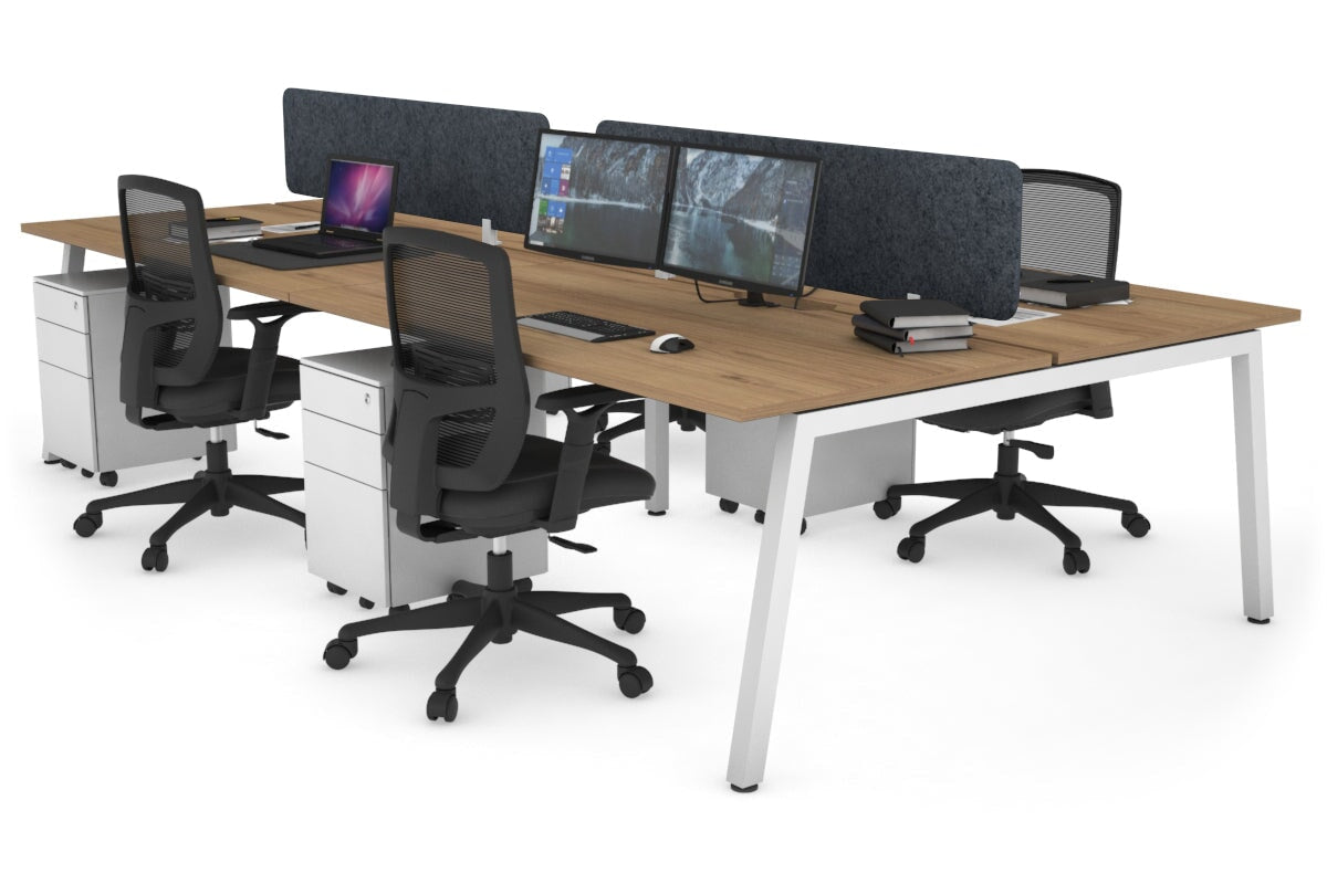 Quadro 4-Person Office Workstation Desk - 1400L x 700W Dimensions - Perfect for Team Collaboration, Open Office Spaces & Coworking Environments