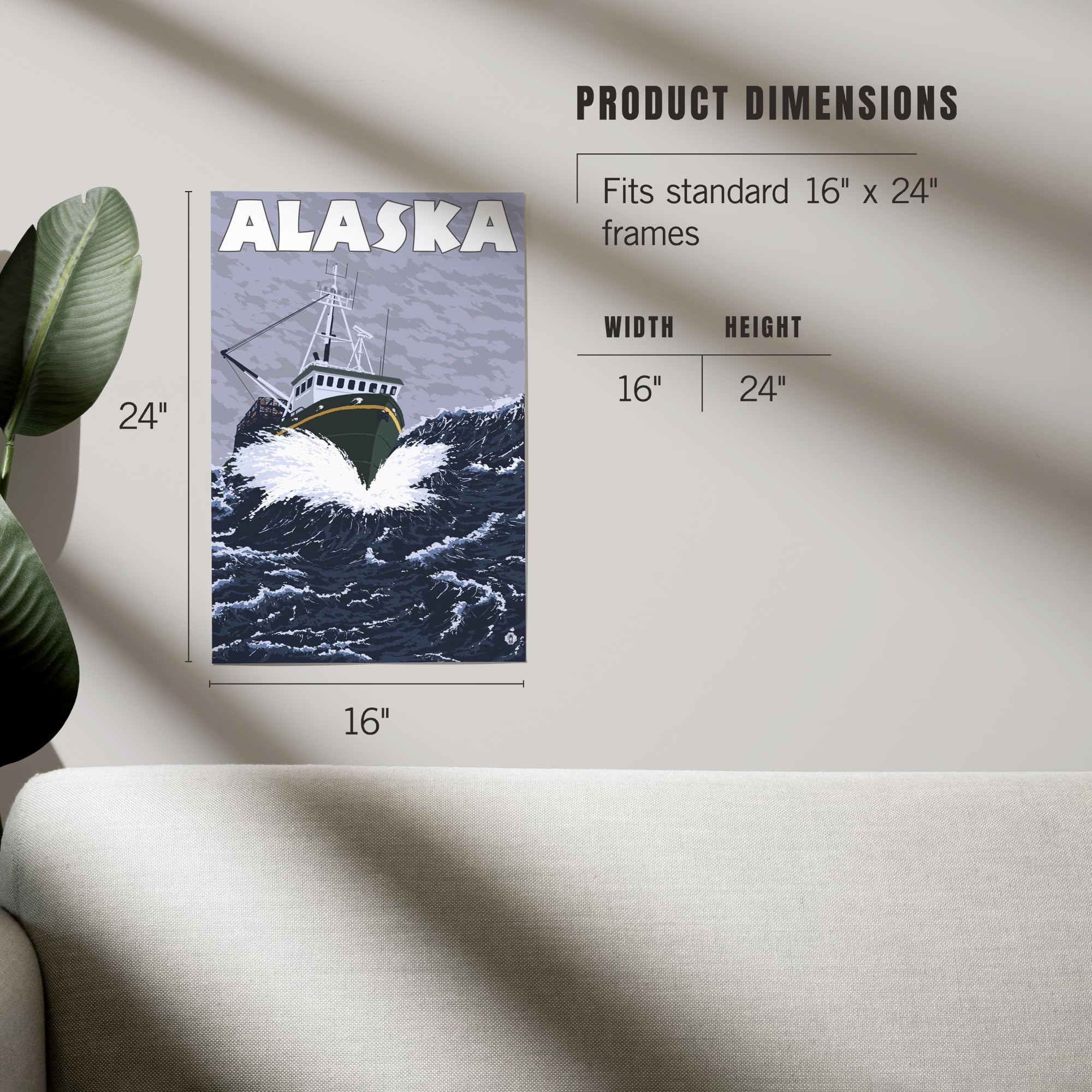 Lantern Press 16x24 Inch Giclee Art Print - Alaska Crab Boat Wall Decor - Perfect for Living Room, Bedroom & Office
