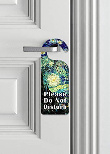 Van Gogh Starry Night Do Not Disturb Door Hanger Sign - Decorative Art Plate for Hotel, Bedroom & Office Privacy (12