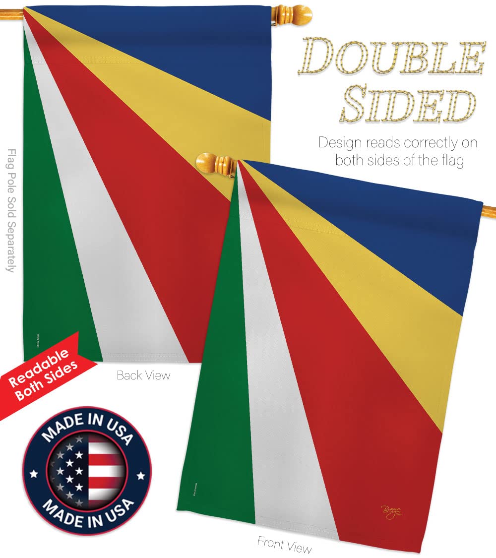 Seychelles National Flag Set 28x40in with Pole for Home & Garden Decor