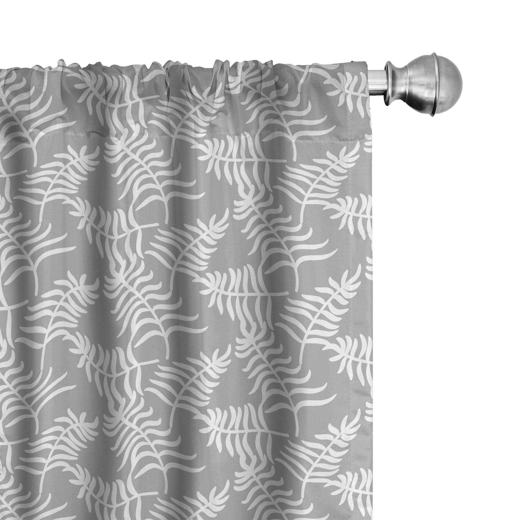 Ambesonne Greyscale Jungle Leaves Curtains - 2 Panel Set, 28