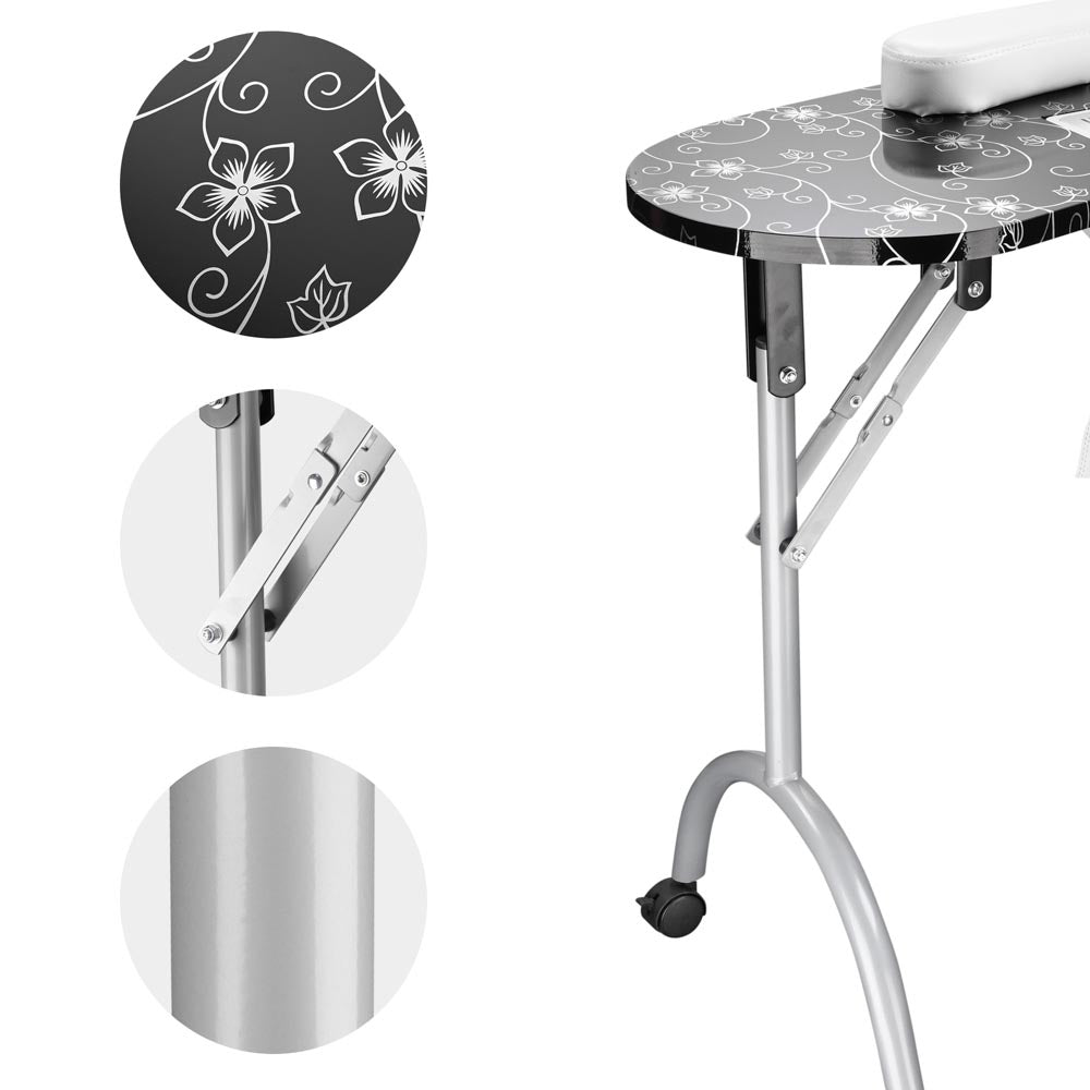 Foldable Mobile Nail Table with Dust Collector - Portable Manicure Station for Home & Salon Use - Perfect for Nail Technicians & DIY Nail Art at Home