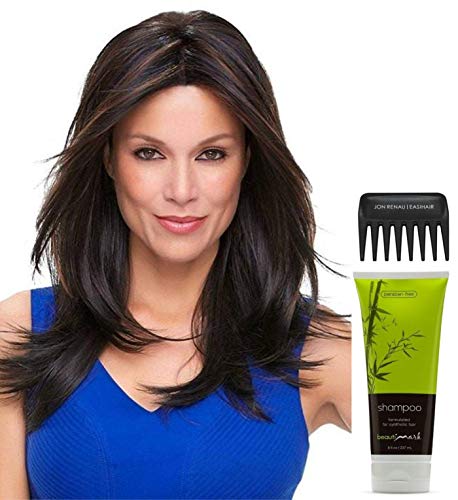 Jon Renau Alessandra Wig Bundle - 4 Items Including Synthetic Wig, Christy's Wigs Q&A Booklet, BeautiMark Shampoo & Wide Tooth Comb (Color 12FS8) - Perfect for Hair Loss, Cosplay & Everyday Styling