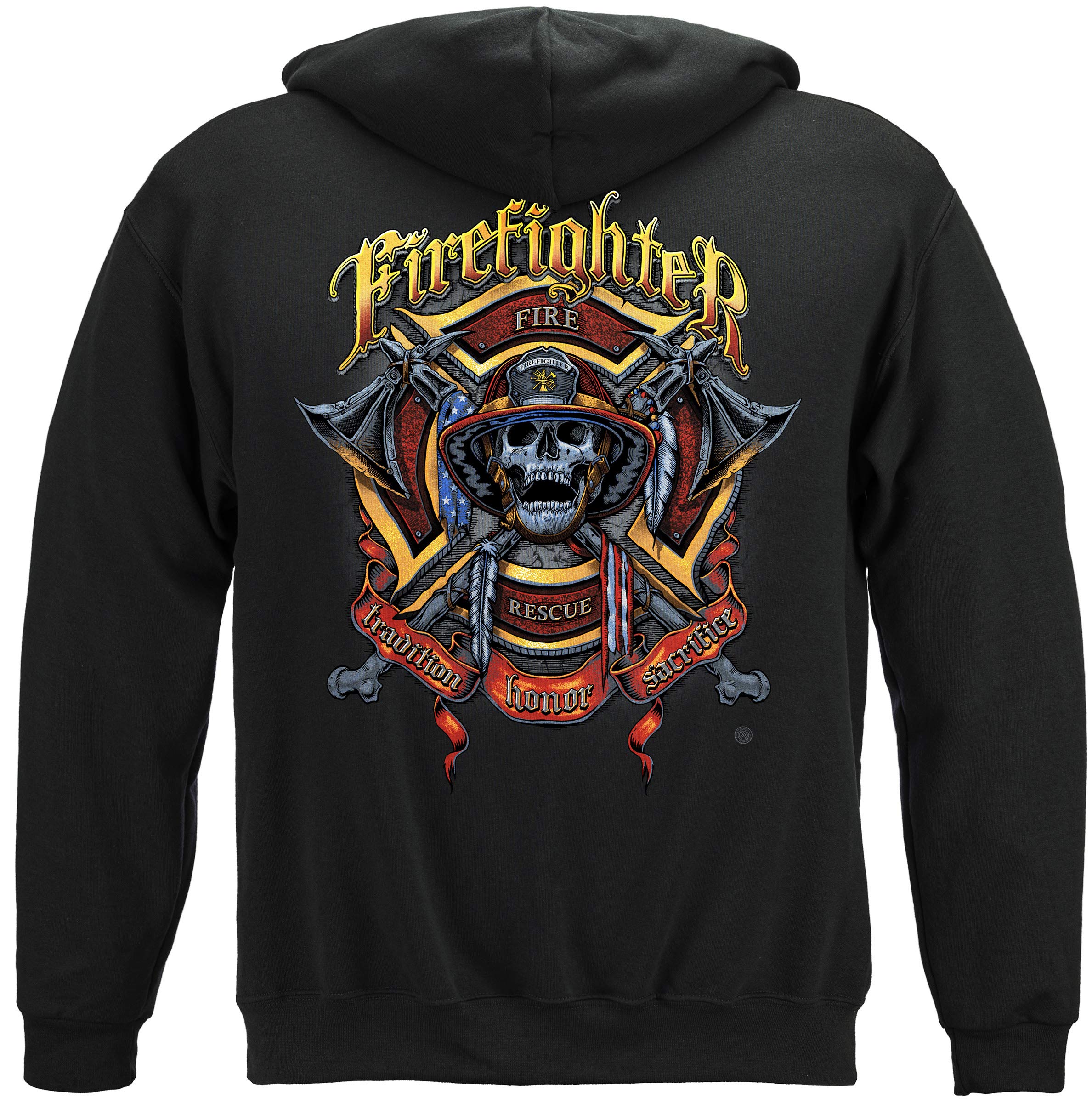 Erazor Bits Firefighter Hooded Sweatshirt - Premium Biker & Axe Design FF2266SW - Perfect for Firefighters, Motorcycle Riders & Outdoor Enthusiasts