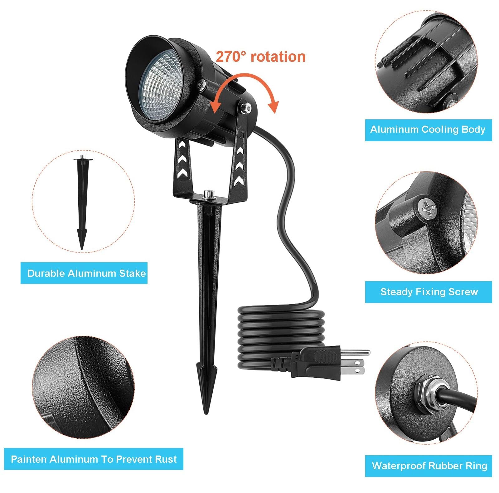 12W Halloween LED Spot Lights - 4 Pack IP65 Waterproof Outdoor Black Spotlights for Garden, Parties & Entertainment - Perfect for Halloween Decorations, Yard Lighting & Event Ambiance