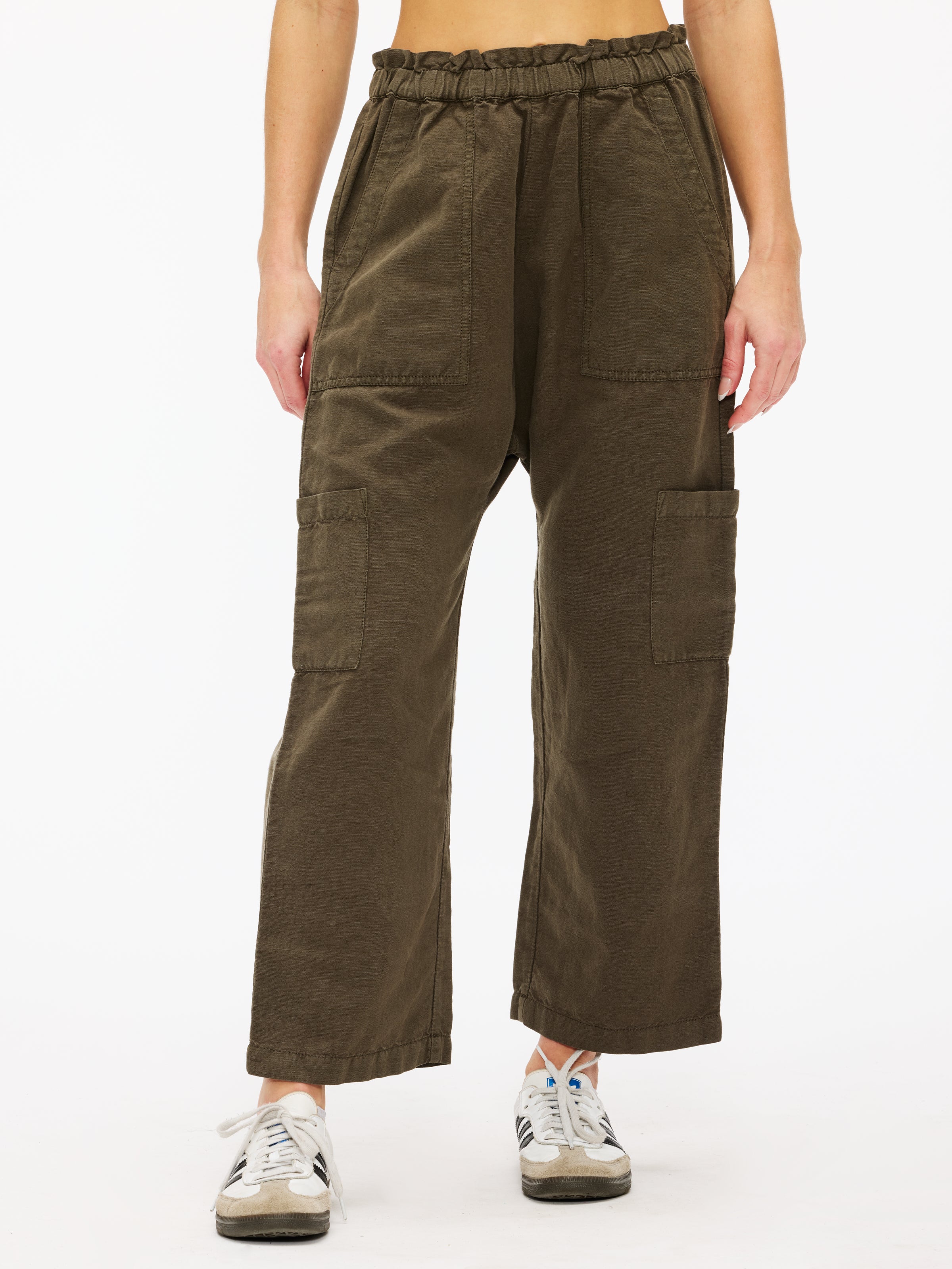 NSF Certified Paperbag Waist Pants for Women - High-Rise Elastic Waist Trousers with Adjustable Drawstring | Perfect for Office, Casual Wear & Travel