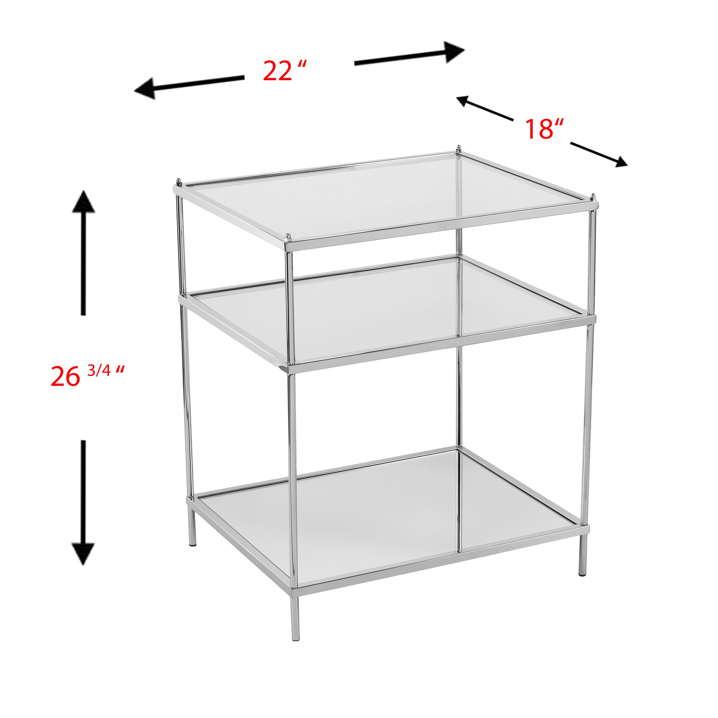 SEI Furniture Knox Glam Mirrored Side Table - Chrome Finish - Elegant Nightstand for Bedroom, Living Room, or Entryway Decor