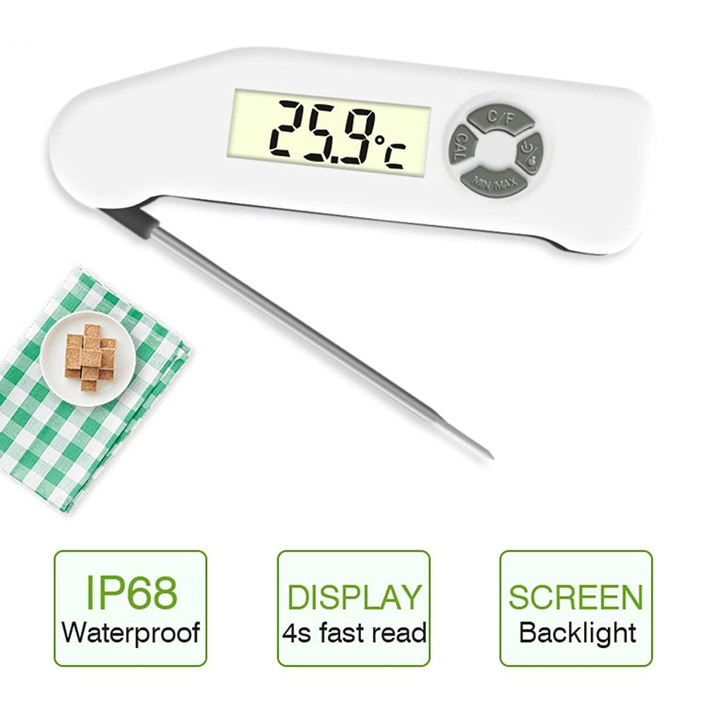 **Ultra Fast Waterproof Digital Meat Thermometer with Backlight & Foldable Probe - Precise Temperature for Grilling, BBQ, Baking, Deep Frying, Liquids, Oil, Milk, Candy - Perfect for Home Kitchen & Outdoor Cooking**