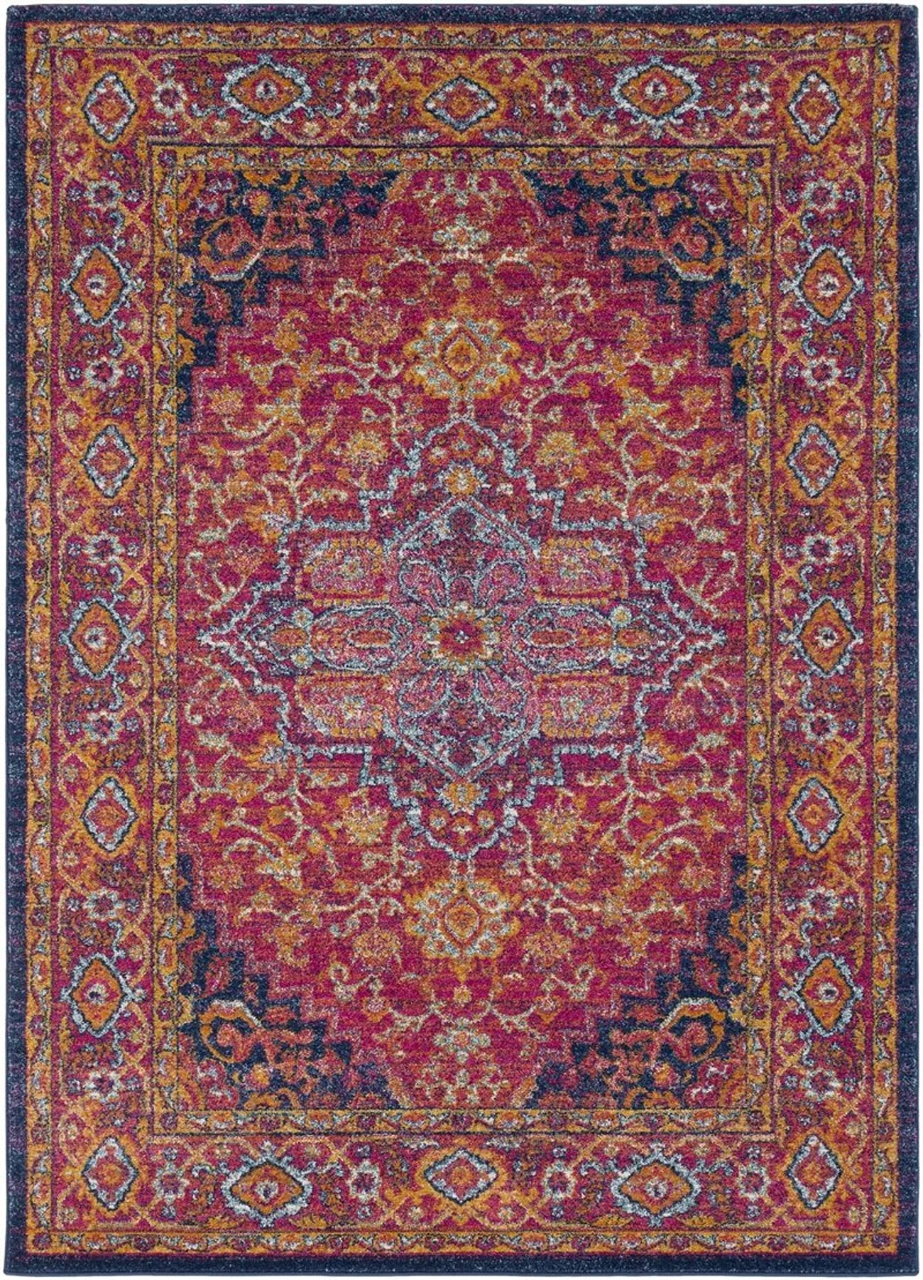 Mark&Day 4x6 Aquaforte Traditional Garnet Area Rug - Red, White & Black Non-Slip Carpet for Living Room, Bedroom, Kitchen | Soft & Durable Indoor Floor Mat (3'11