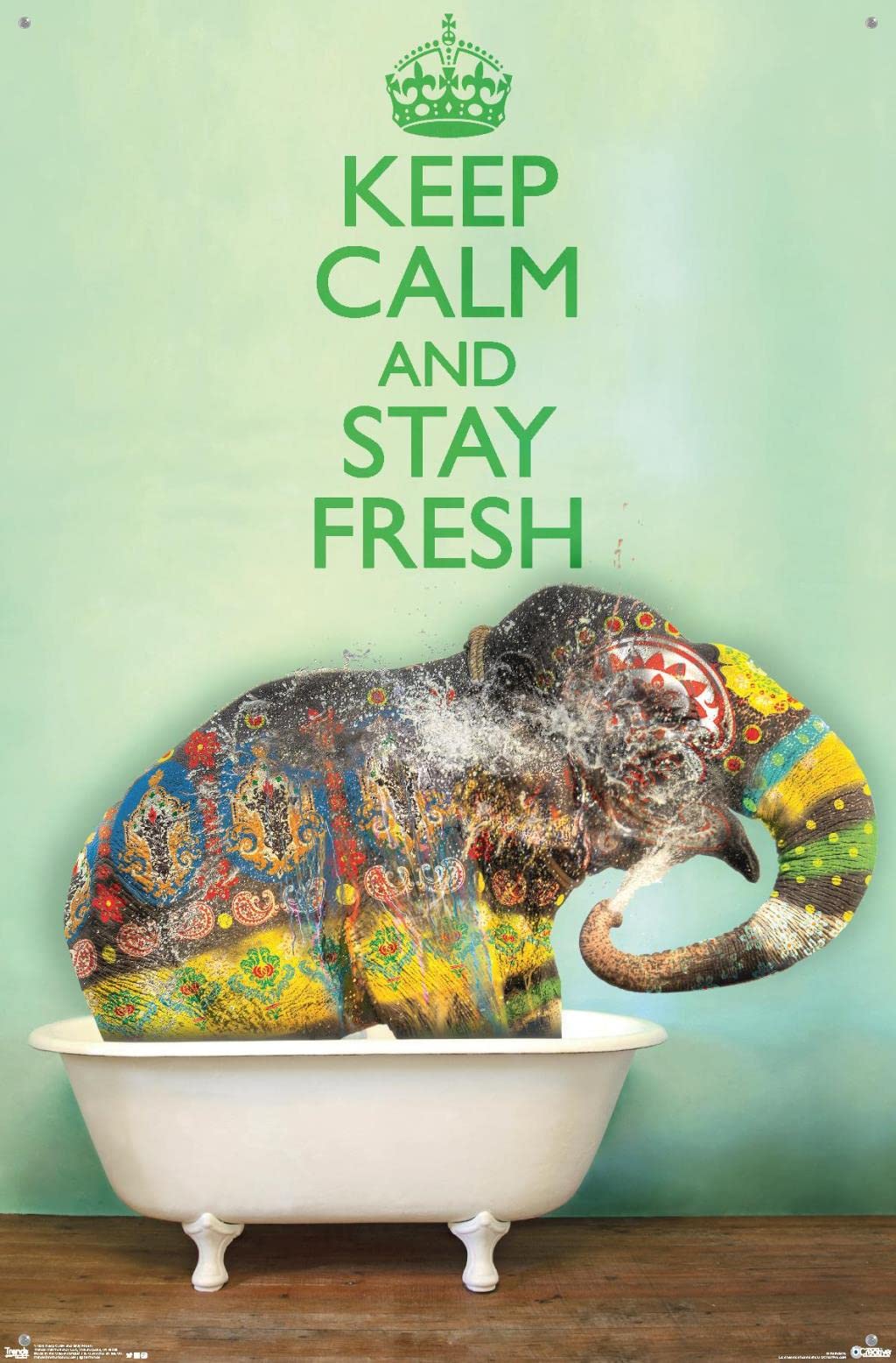 Keep Calm And Stay Fresh Motivational Wall Poster with Push Pins - Perfect for Office, Classroom & Home Decor Inspiration