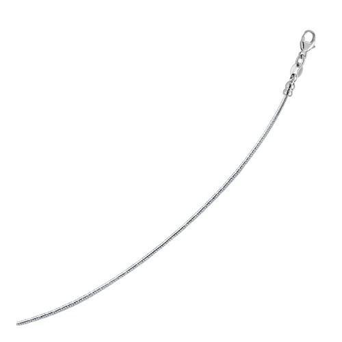 14K White Gold Round Omega Chain Necklace - 16 Inch Elegant Jewelry for Women, Perfect for Weddings, Parties & Everyday Wear