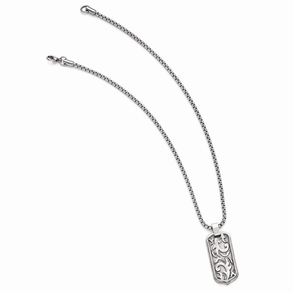 Jewels By Lux Edward Mirell Titanium Cable Dog Tag Pendant Necklace for Men - Stylish Military Inspired Jewelry for Everyday Wear & Gifts