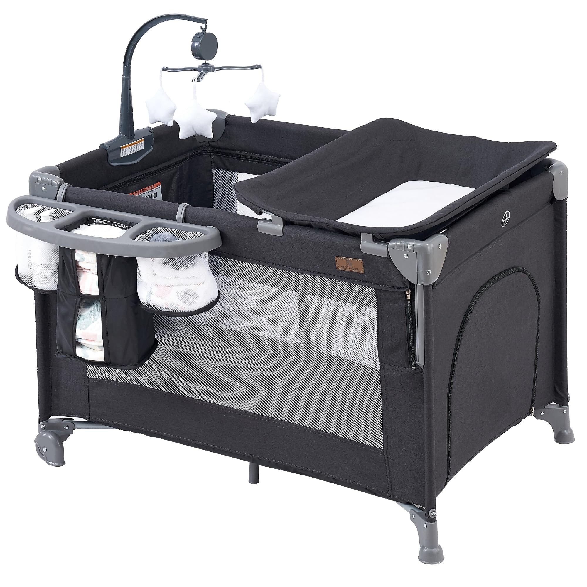 5-in-1 Baby Playard Bedside Sleeper with Bassinet & Mattress - Portable Infant Crib, Playpen, Changing Station & Nursery (BC-21M) - Perfect for Newborns, Travel & Small Spaces
