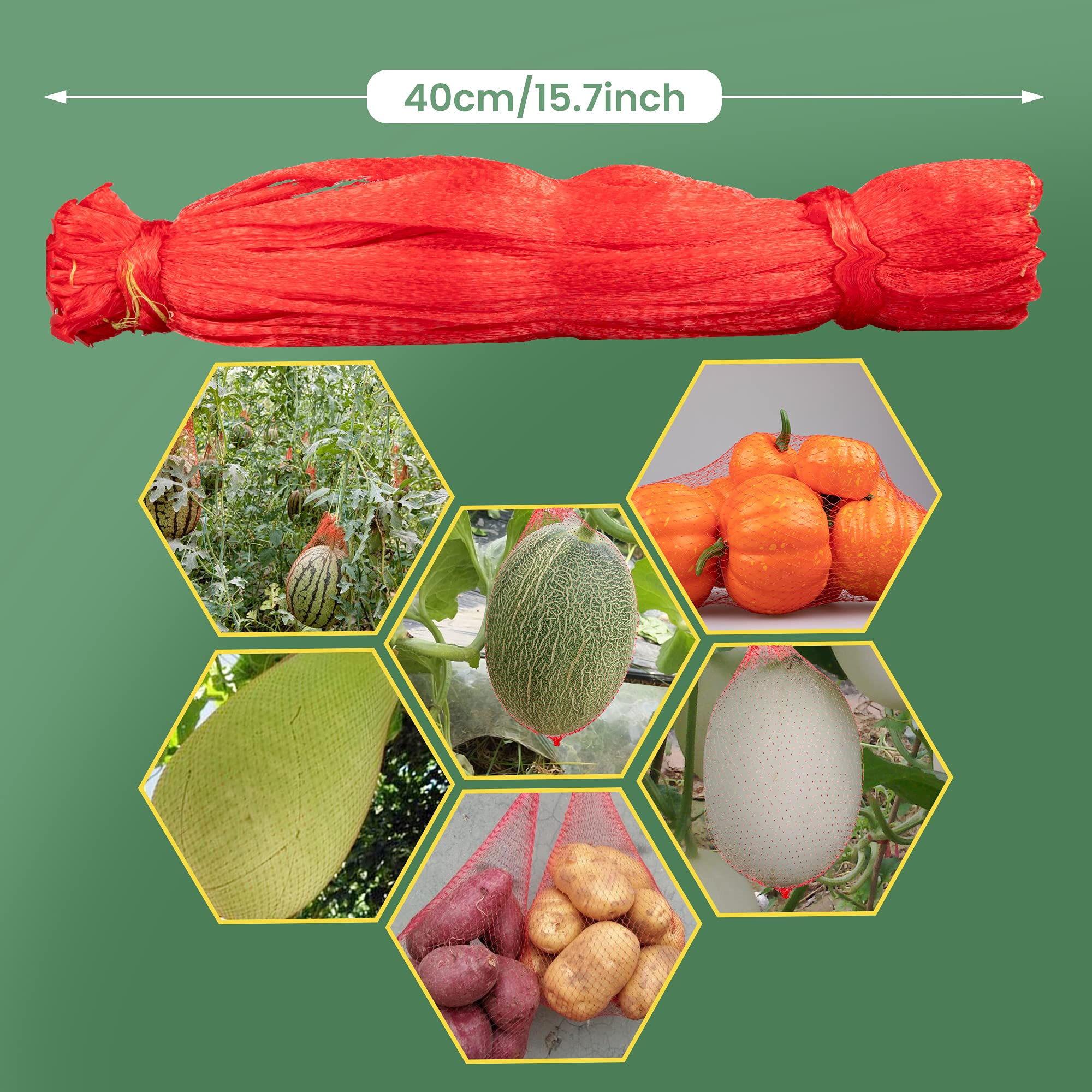 RONRONS 100-Pack Reusable Watermelon Hammocks - 15.75 Inch Mesh Fruit Support Bags for Cantaloupe, Honeydew & Garden Vegetables (Perfect for Growing, Storing & Protecting Melons & Cucumbers) - Ideal for Home Gardens, Greenhouses & Organic Farming