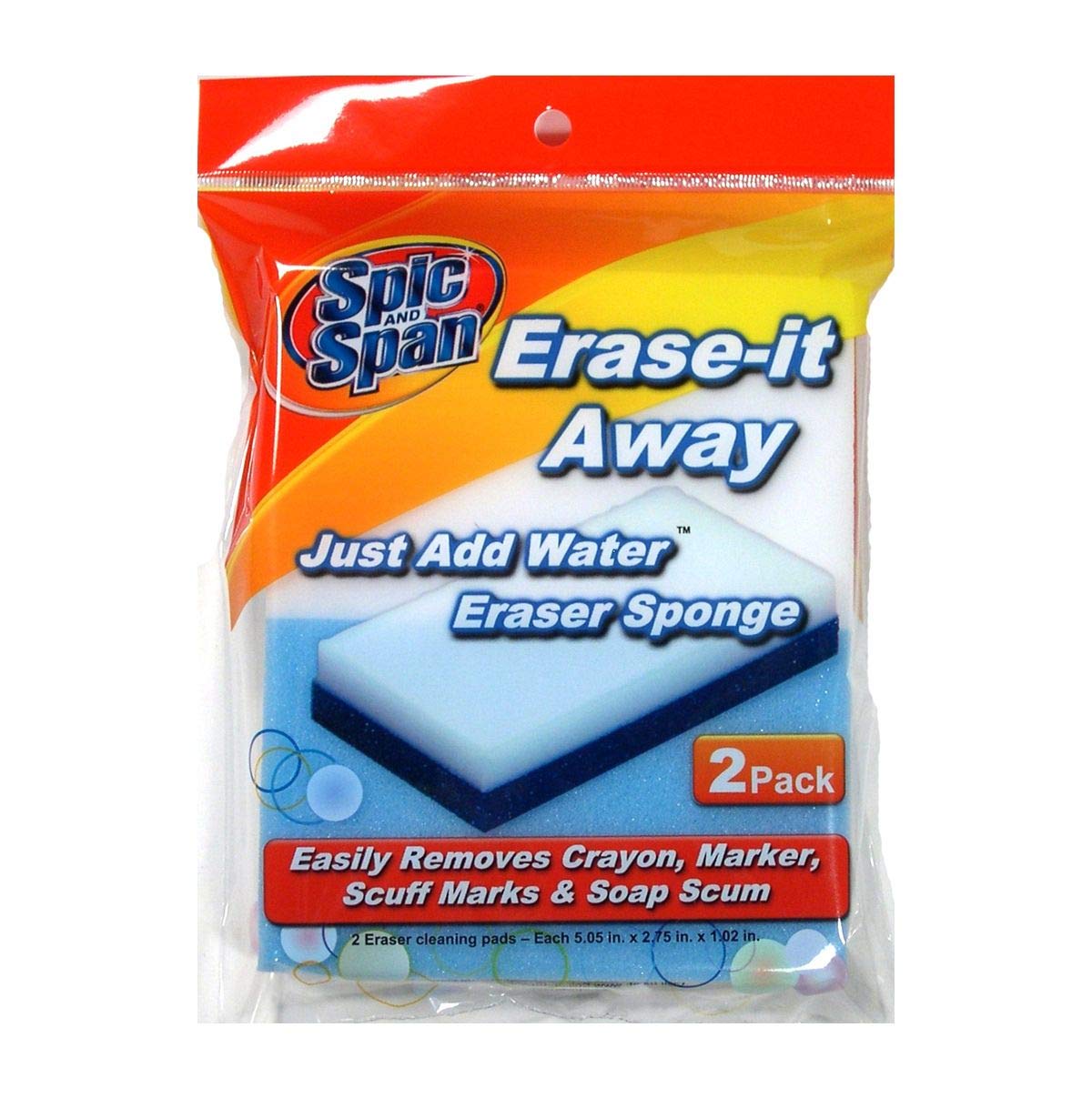 Spic n Span 2-Pack Erase It Away Sponges - Bulk Case of 72 Units | Heavy-Duty Cleaning Supplies for Kitchen, Bathroom & Household | Wholesale Commercial Cleaning Products